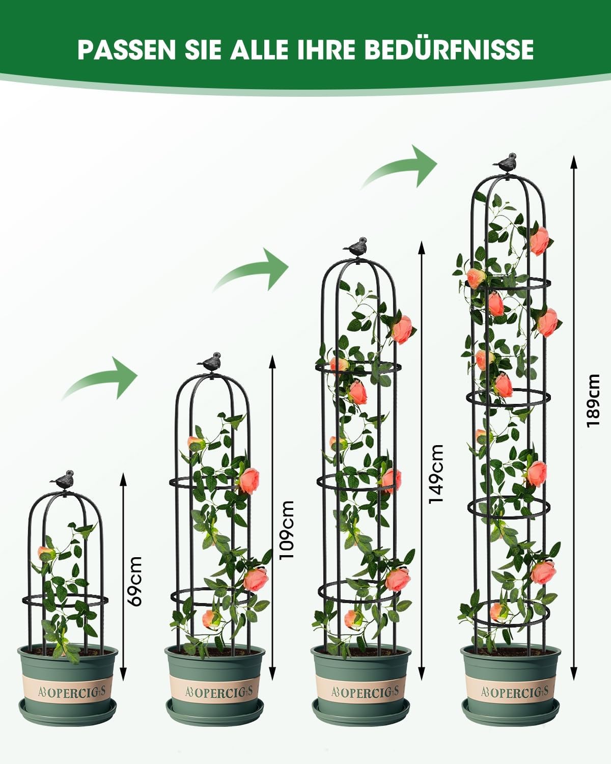 Thumbnail 2 de MYMULIKE Rankhilfe aus Metall (1 Stück) – beschichtetes Rankgitter für Kletterpflanzen, 189 x 27 cm