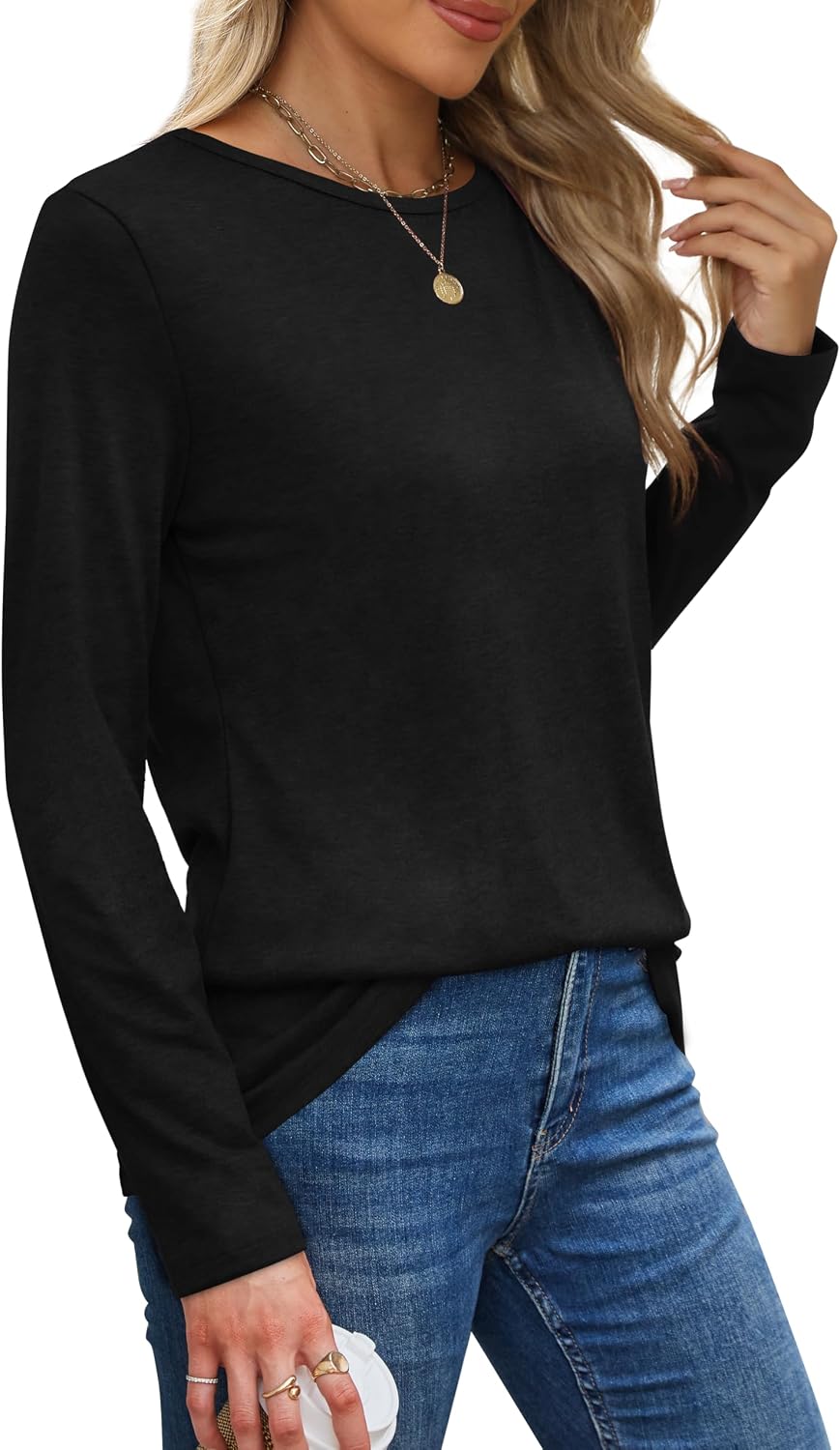 Detalle de XIEERDUO Long Sleeve Tops for Women UK – Crew Neck Sweatshirt, Autumn Stripe Edition