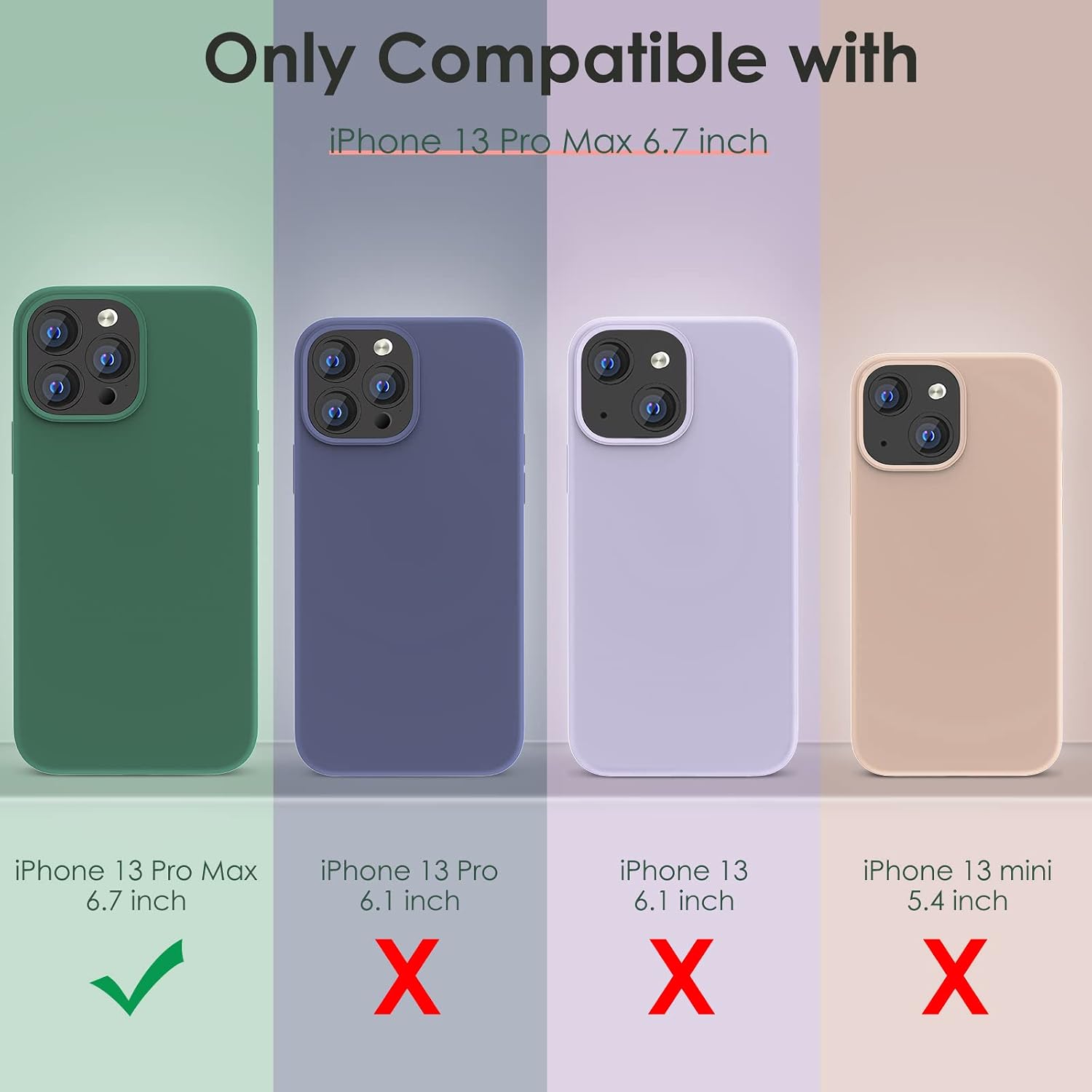 Detalle 2 de OIIAEE Liquid Silicone Case for iPhone 13 Pro Max (6.7 inch) – Ultra Slim Shockproof Cover with Microfibre Lining, Lavender Gray