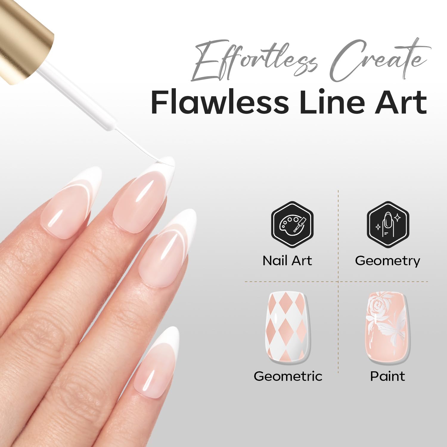 Thumbnail 2 de Modelones White French Tip Liner Gel Polish, 15 ML – Ultra-Fine Precision White Liner for French Tips & Nail Art