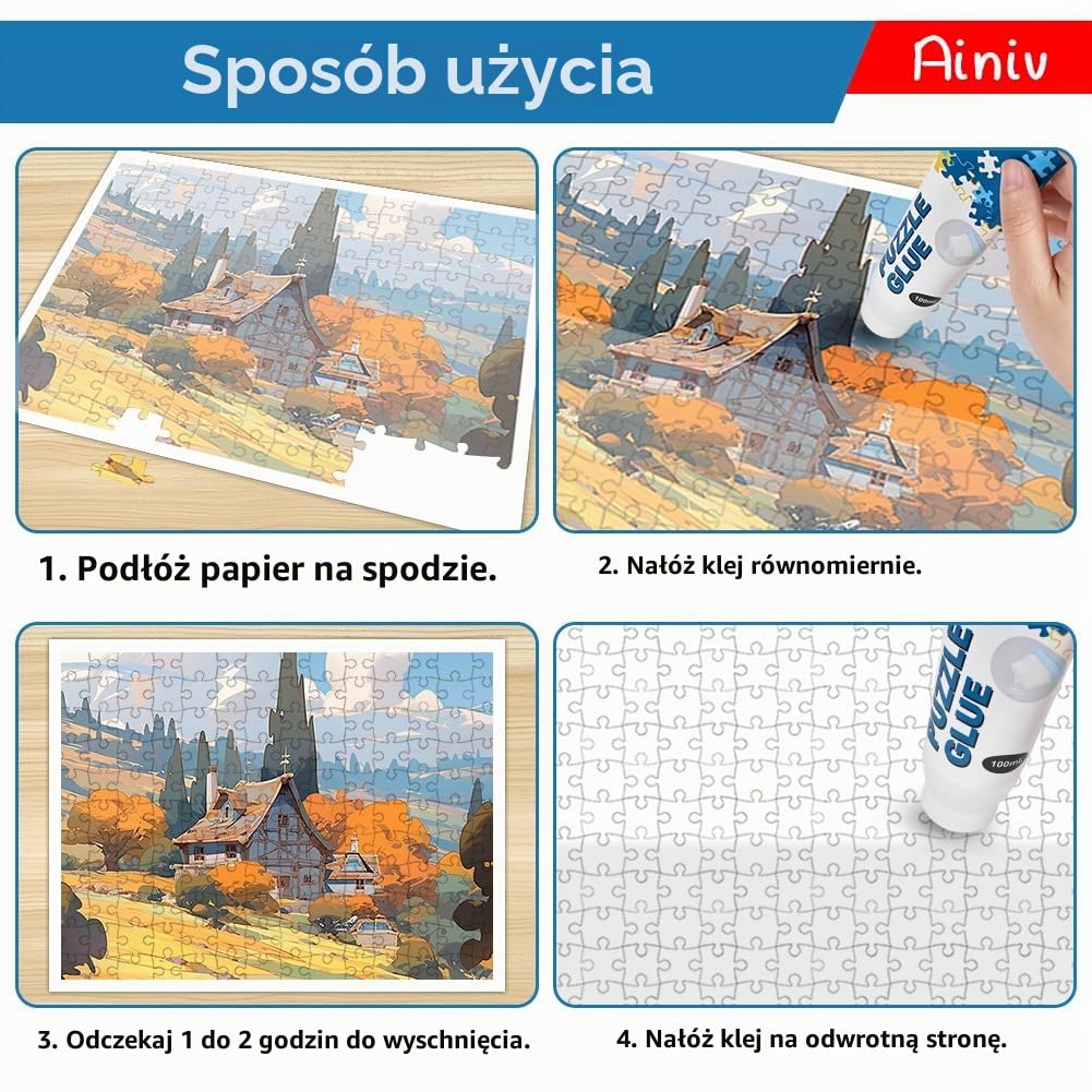 Detalle 1 de Ainiv 4731314 – klej do puzzli PVA 300 ml z aplikatorem gąbkowym