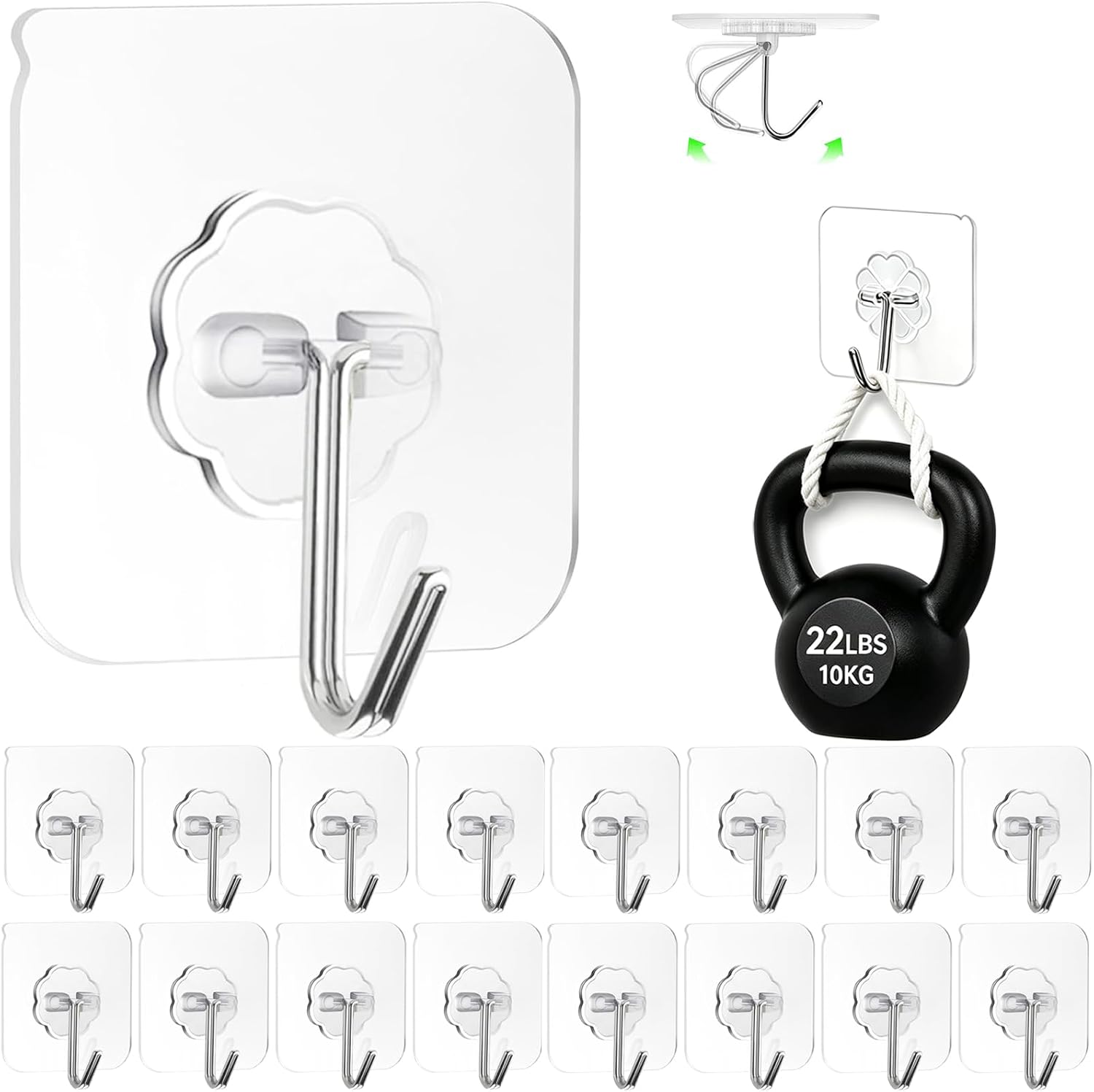 Detalle 1 de ZESLMG Adhesive Wall Hooks 22 lb