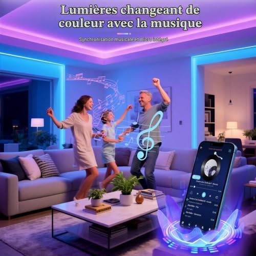 Detalle de Ruban LED 10m RGB avec Bluetooth et Synchronisation Musicale – Ylatoial