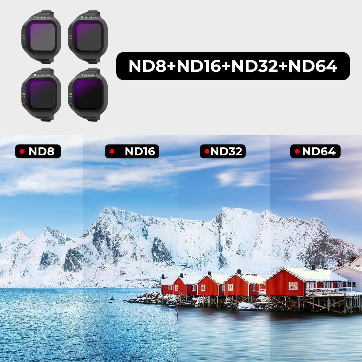Detalle de K&F CONCEPT Kit de Filtres ND pour DJI Mini 5 Pro – ND8/ND16/ND32/ND64