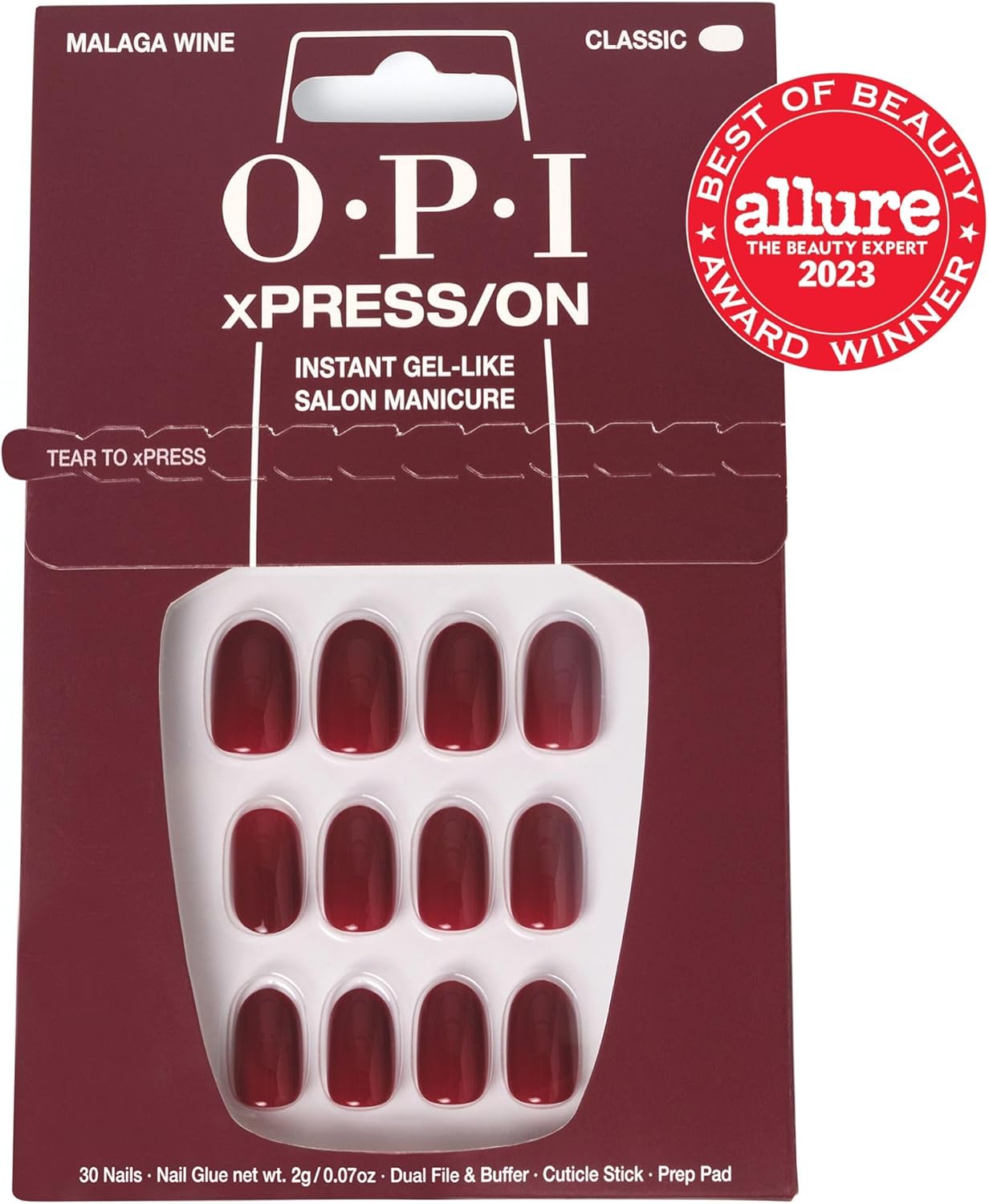 Thumbnail 1 de OPI xPRESS/ON press-on nails (Black, Red & Pink opaque crème) – long & short, round & oval with nail glue