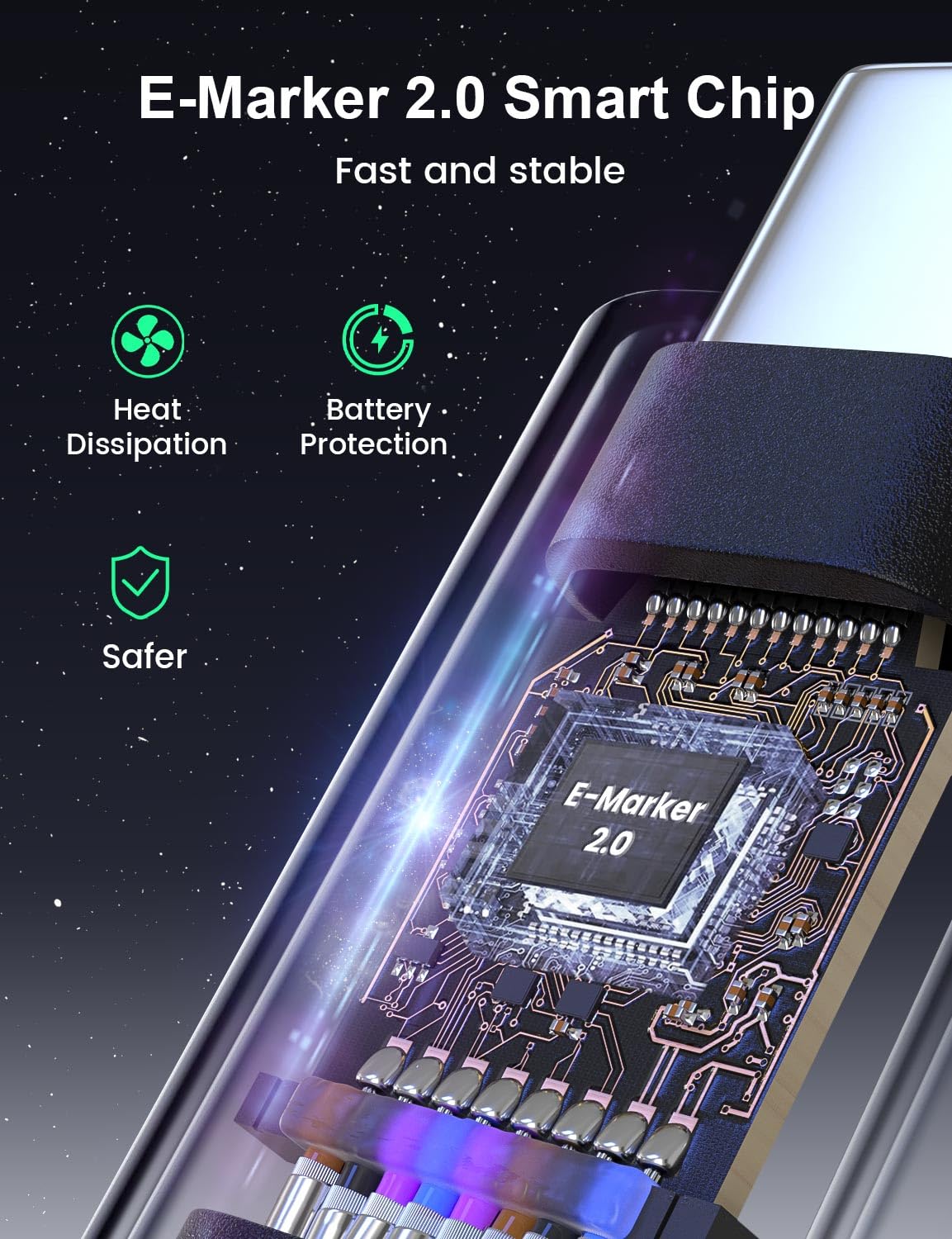 Detalle 2 de XAOSUN 240W USB-C Fast Charge Cable 5m