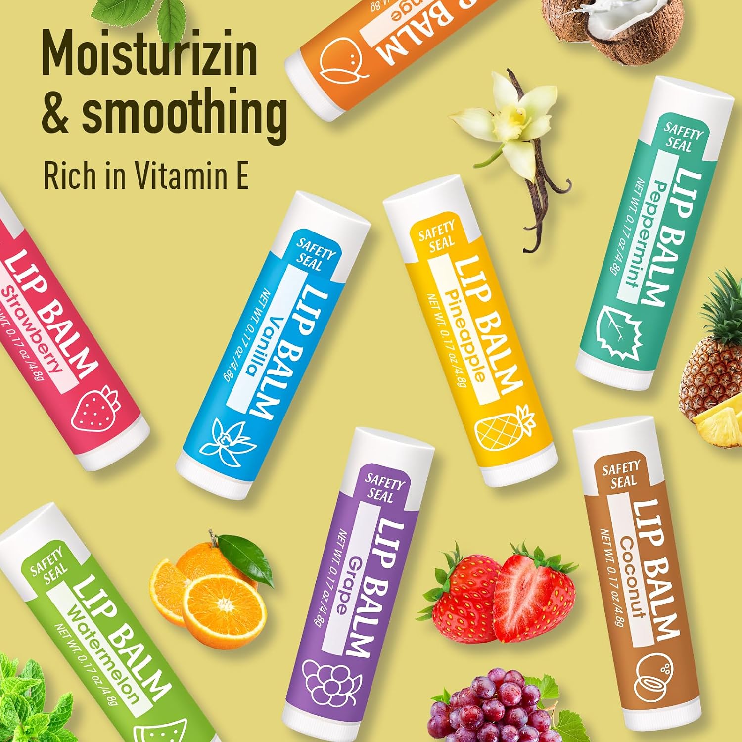Thumbnail 6 de YesBes 32-Pack Natural Lip Balm (Vitamin E + Coconut Oil) — 8 Flavors