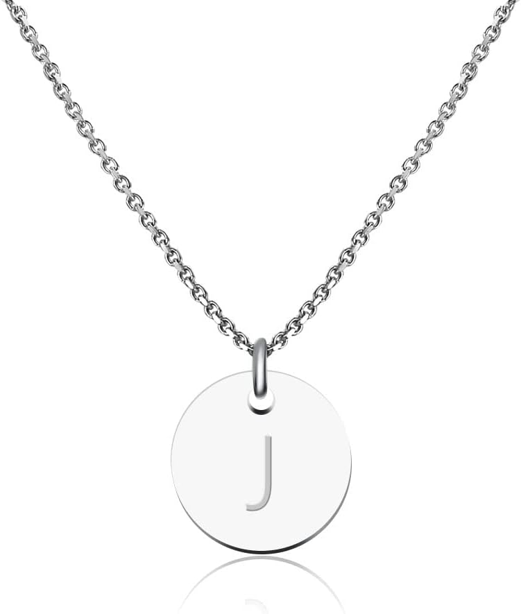 Detalle de Good.Designs Collier à pendentif avec lettre gravée pour femme, argenté