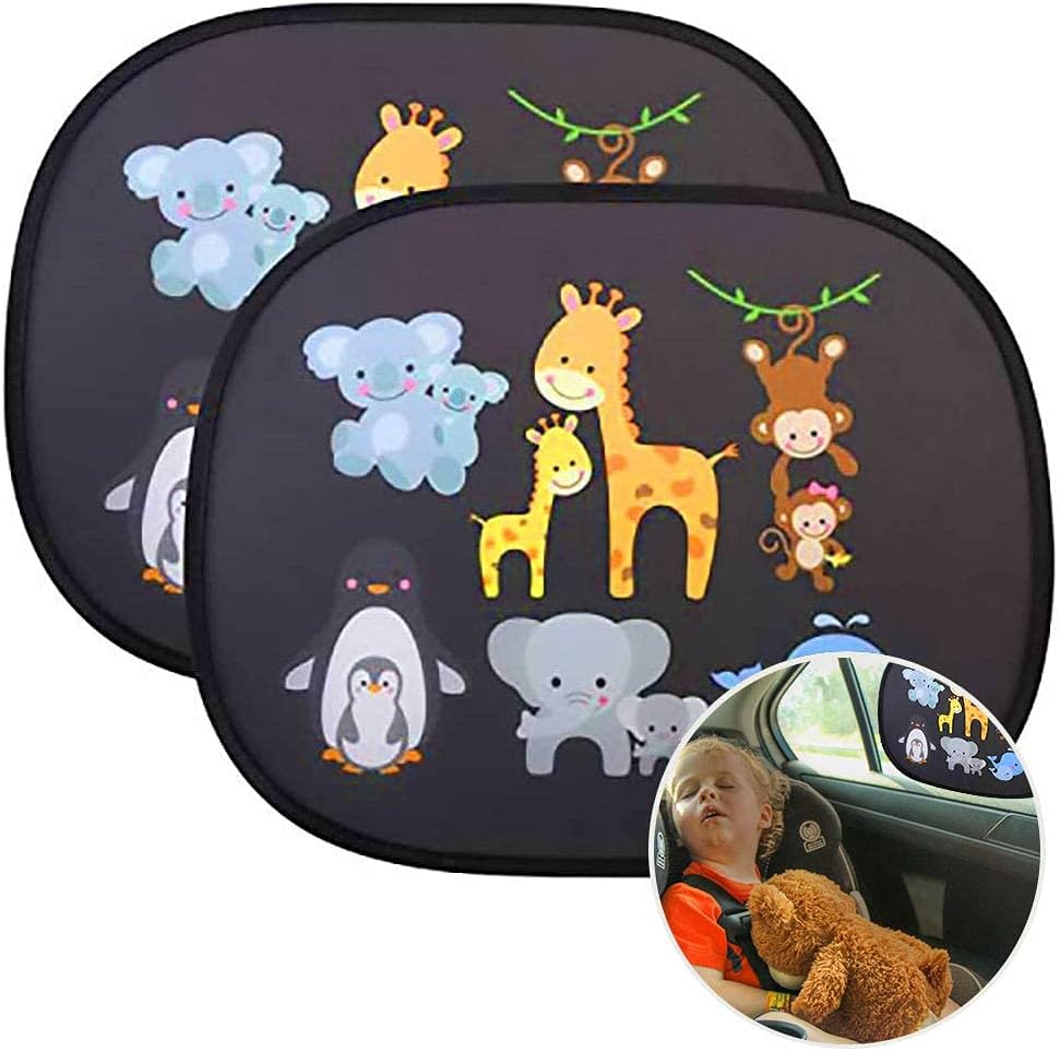 URAQT Car Sun Shade for Baby Kids (2-Pack) – UV Protection Window Visors, 44x36 cm, Fits Most Vehicles