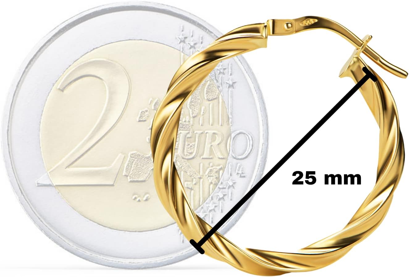 Thumbnail 2 de Orecchini a cerchio PSPT in oro 585 14K Ø 25 mm, spessore 2,50 mm – 1,50 g