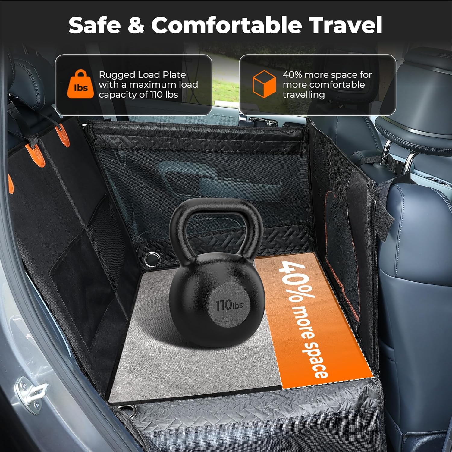 Thumbnail 5 de KYG Large Dog Car Seat for Medium to Large Dogs – Waterproof Rear Seat Extender with Mesh Windows