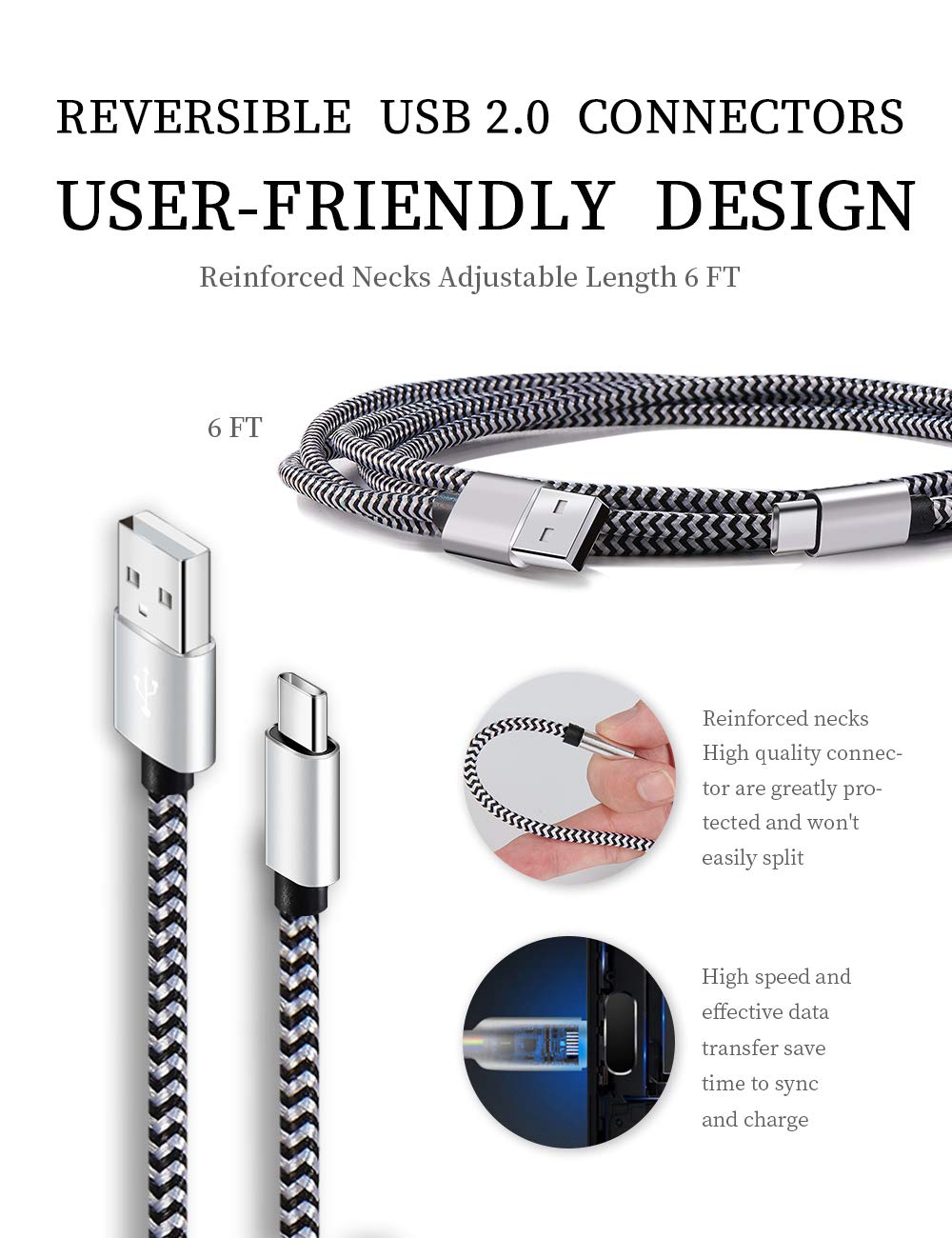 Detalle 2 de Teeind Tpc001 USB C Cable 6ft