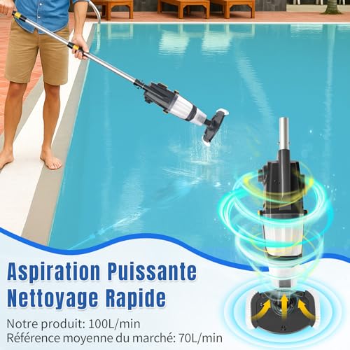 Thumbnail 3 de LEADZM Aspirateur Piscine sans Fil 4500mAh (Orange) – Nettoyage sans fil efficace