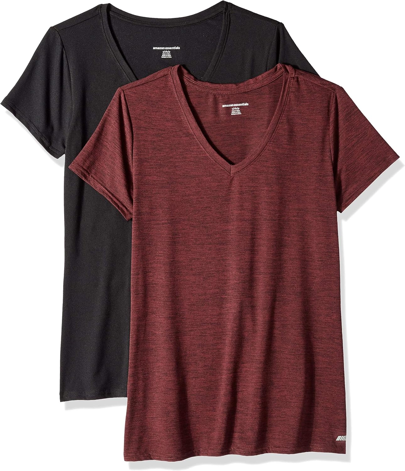 Detalle de Amazon Essentials Women’s Tech Stretch Short-Sleeve V-Neck T-Shirt (Discontinued Colours, Multipacks)