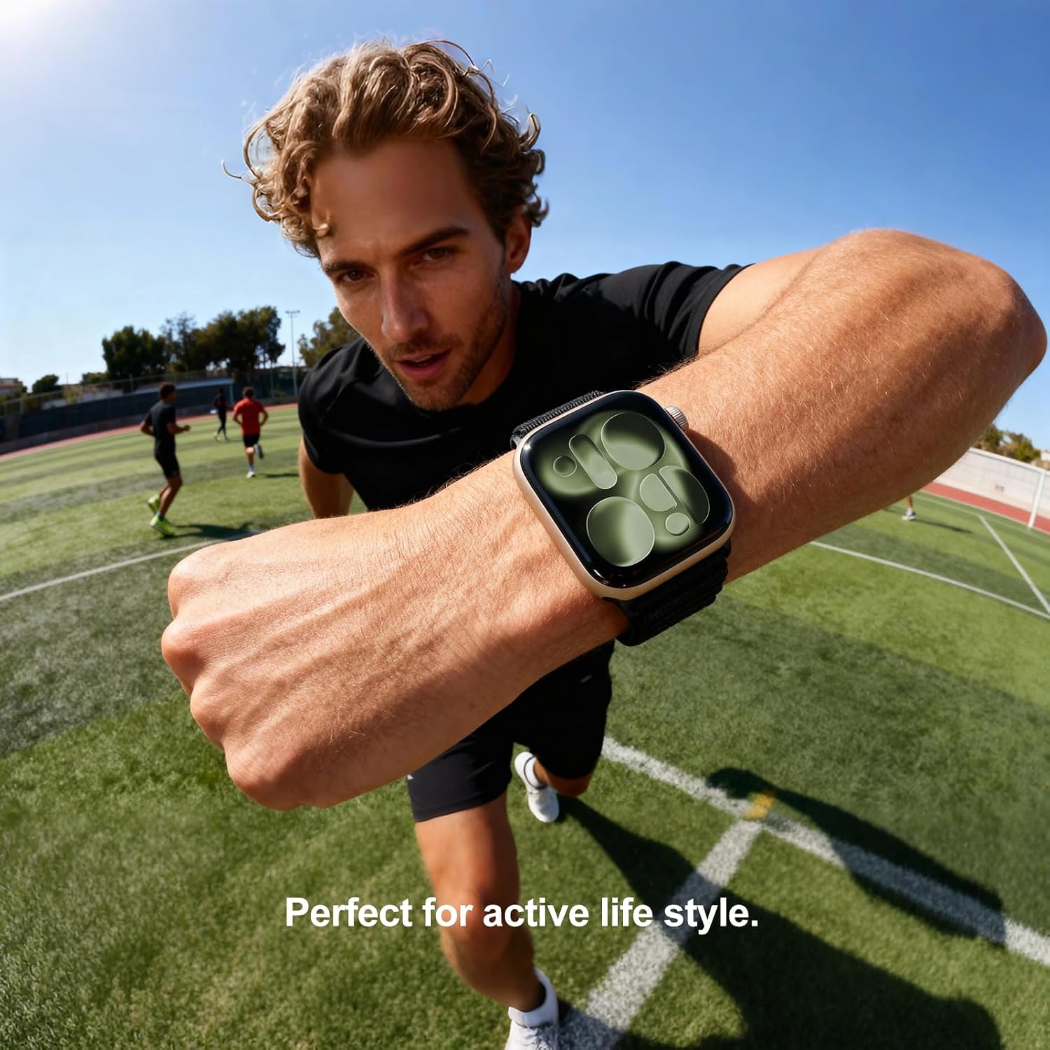 Detalle 2 de OMECKY Sport Band for Apple Watch (46mm/44mm/49mm) Nylon Stretchy Loop — Breathable, All-Day Comfort