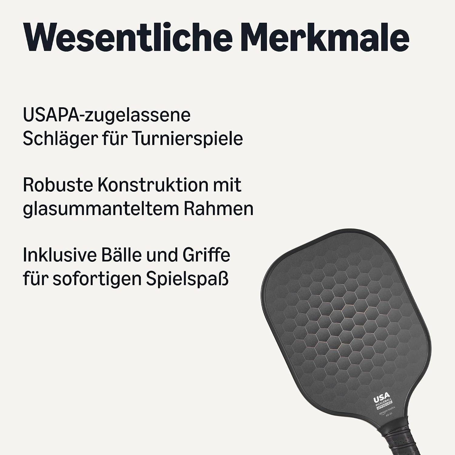 Detalle 2 de Amazon Basics Pickleball-Schläger 2er-Set