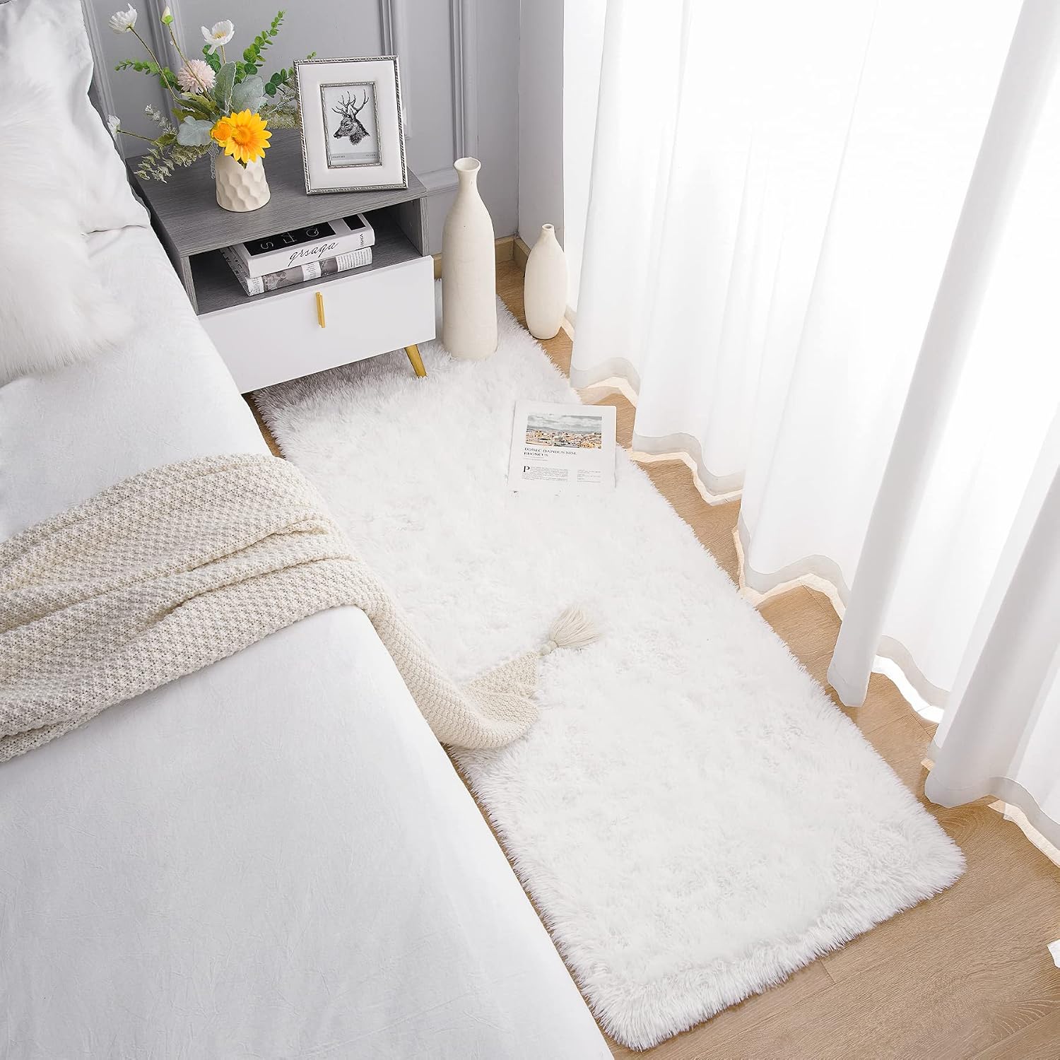 Detalle de Chicrug Soft Runner Rug 2x6 Feet Plush Cream 🏡