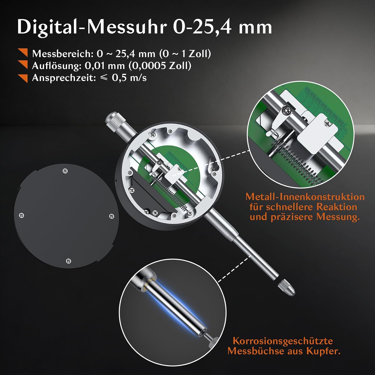 Thumbnail 1 de BOBOVAV Digitale Messuhr 0–25,4 mm/1'' mit LCD-Display – Präzise, flexibel und wartungsarm