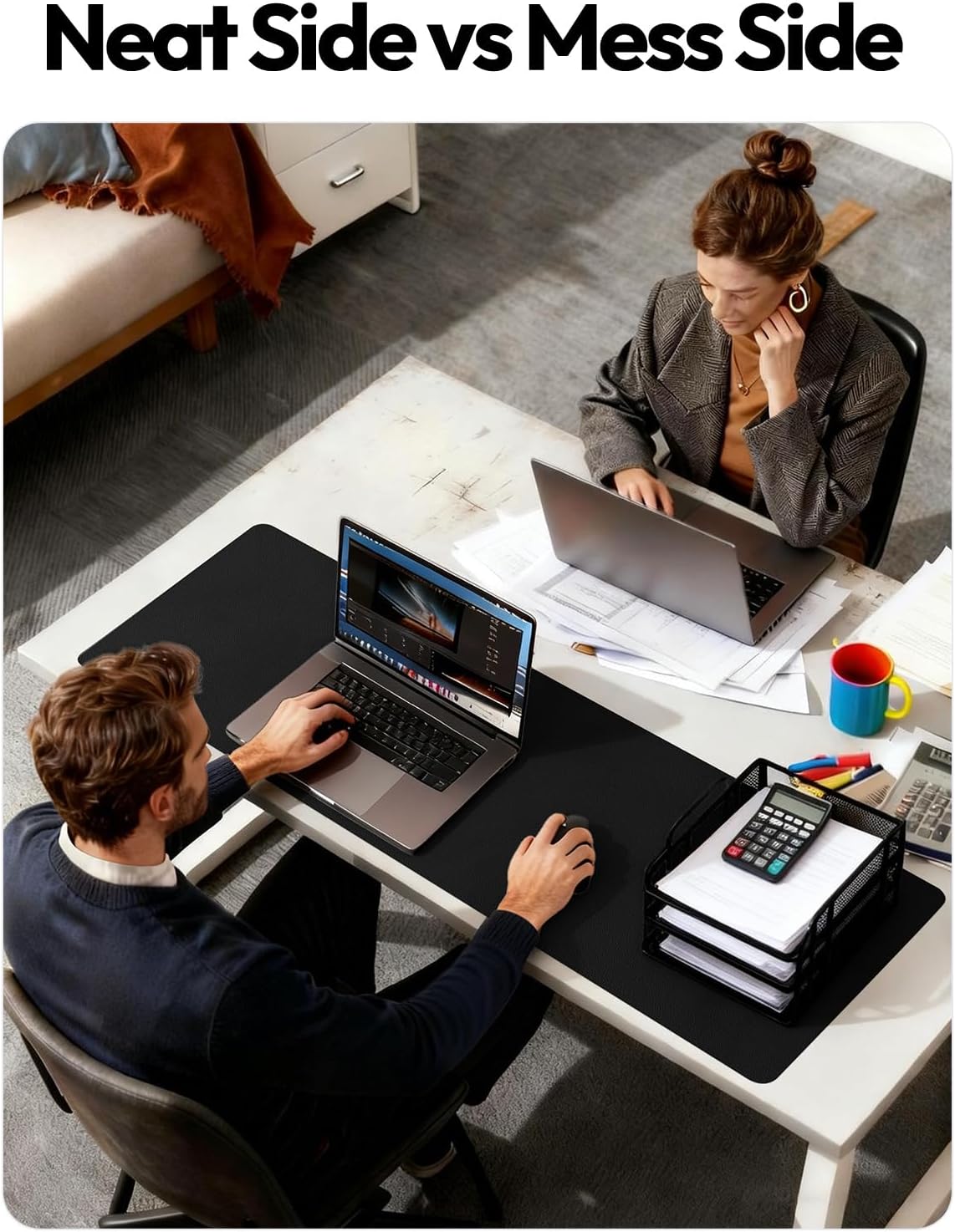 Detalle de YSAGi PU Leather Desk Protector Mat — Large Office Mouse Pad & Waterproof Writing Surface