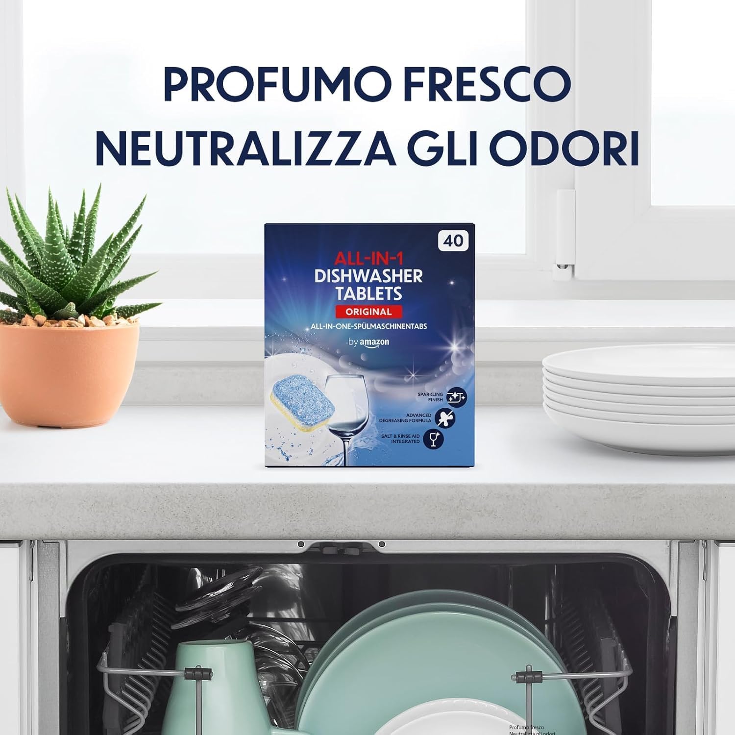 Detalle de Pastiglie per Lavastoviglie All-in-One, 40 capsule – efficienza tutto-in-uno