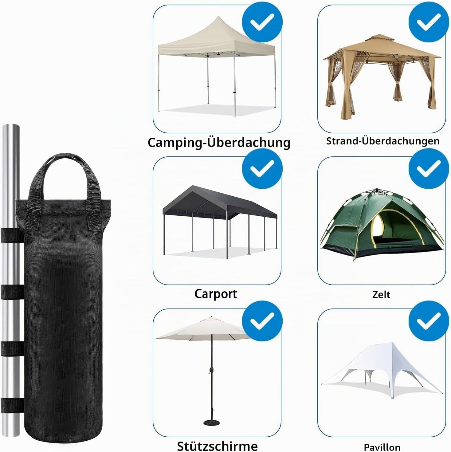 Detalle de TXXATX Sandsäcke für Pavillon – 8er-Set, 50x20 cm, befüllbar aus Oxford-Stoff
