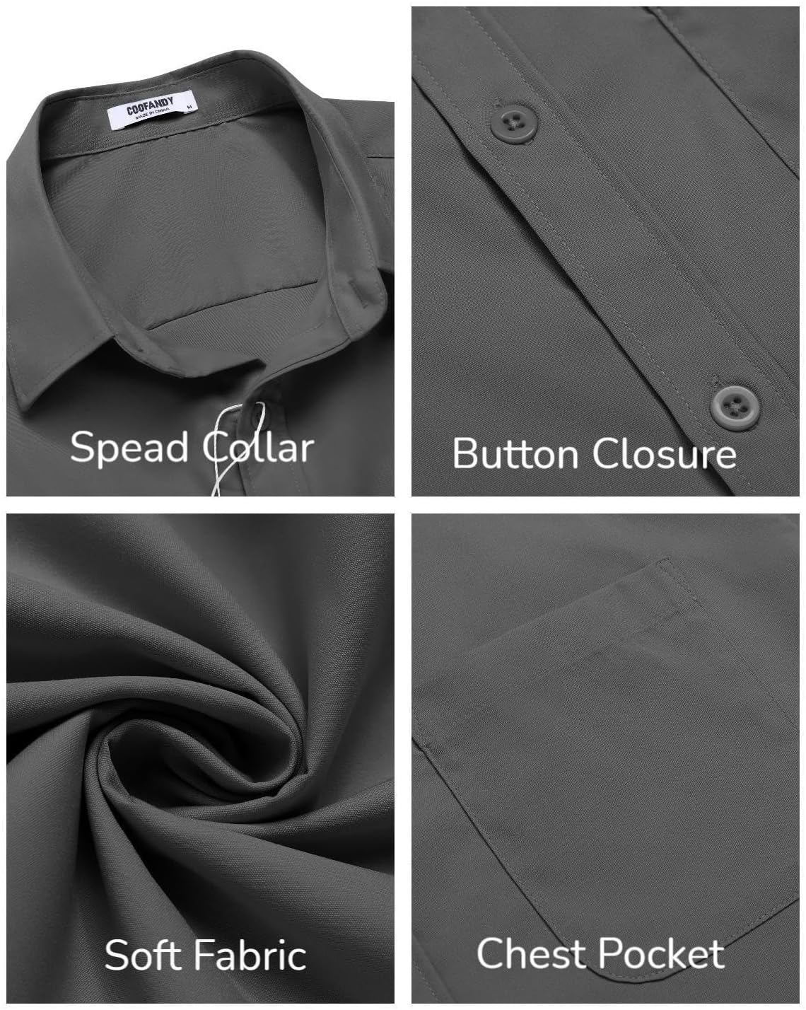 Detalle 2 de COOFANDY Men's Short Sleeve Button-Down Shirt with Pocket, Untucked Summer Style