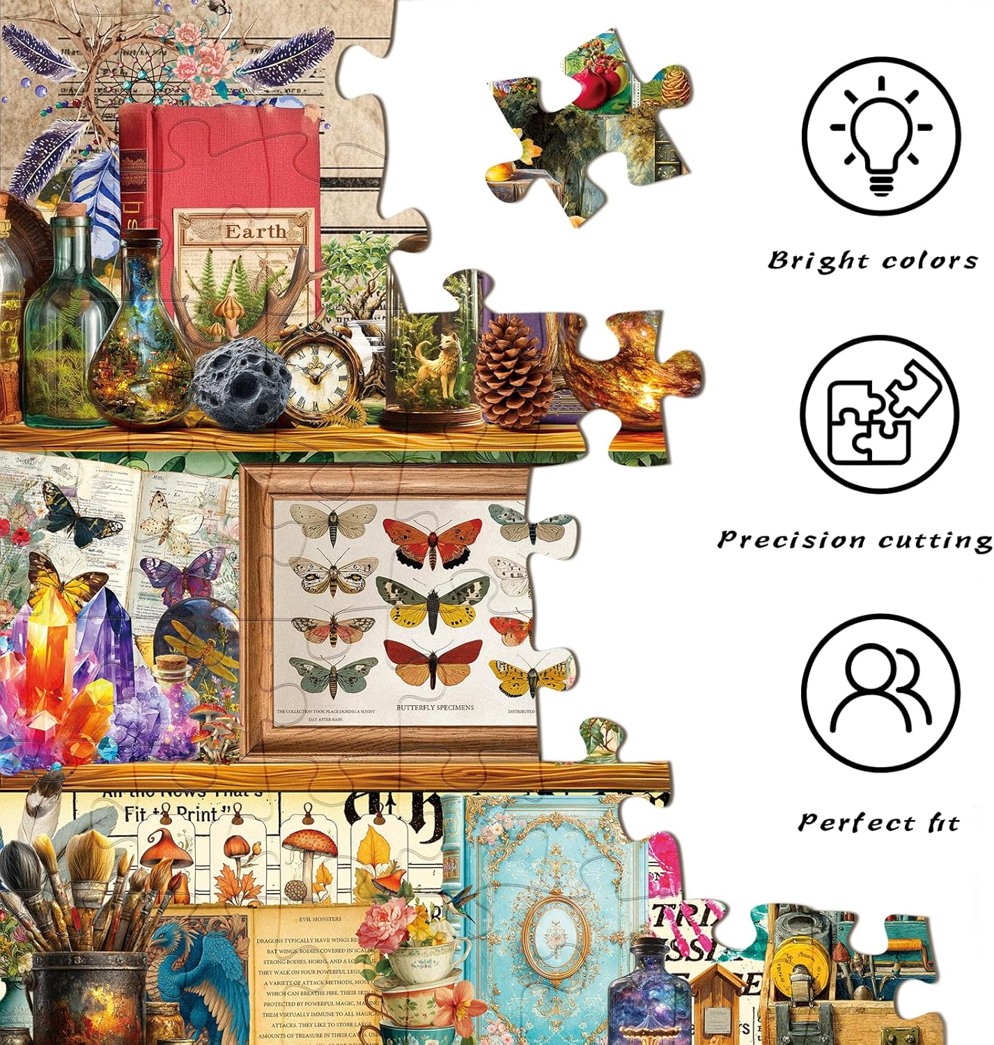 Thumbnail 5 de HUADADA 1000-Piece Jigsaw Puzzle for Adults – Vintage Fantasy Bookshelf (27.5 x 19.7 inch)