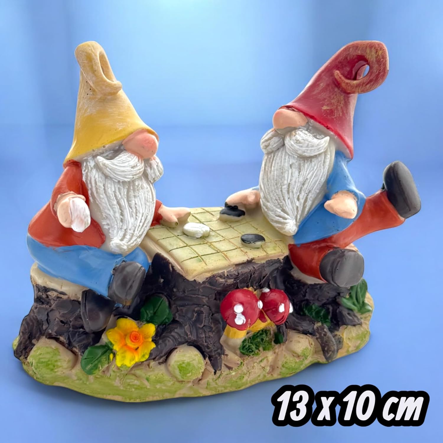 Detalle de MIJOMA Gartenzwerge Dekofigur wetterfest – Zwerge auf Wippe und im Spiel, 13x10x6 cm