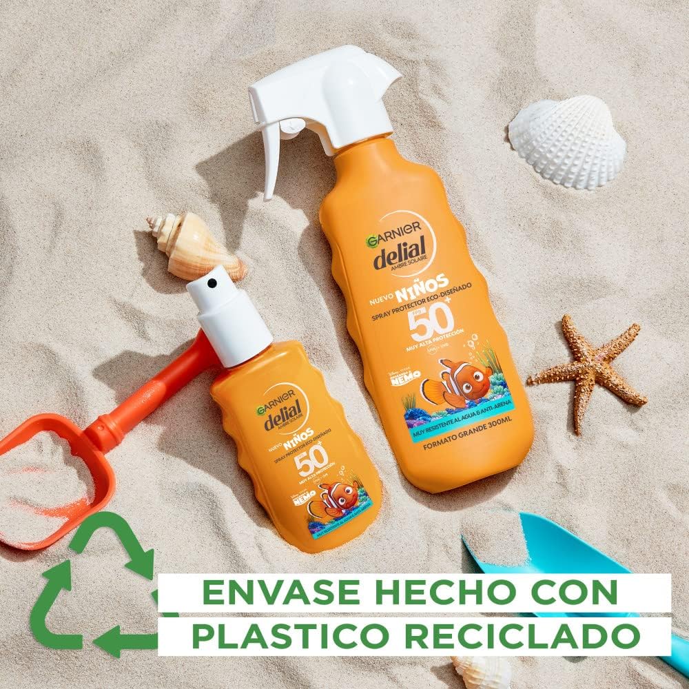 Detalle de Garnier Delial Spray Solar FPS50+ EcoPara Niños Nemo 🌊