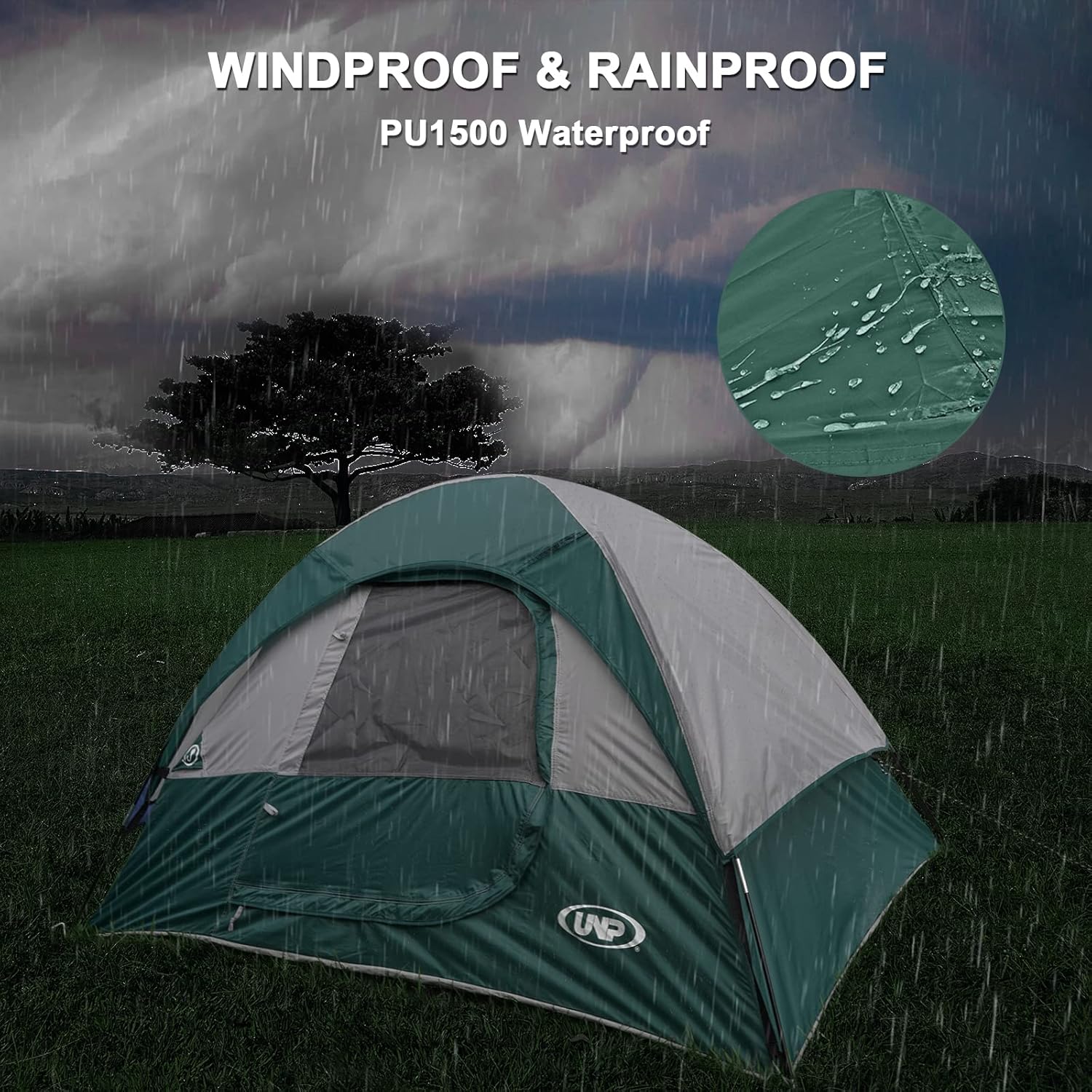 Thumbnail 2 de UNP Tente de Camping 2-3 Places, Ultra Léger et Coupe-Vent, Imperméable avec Rainfly
