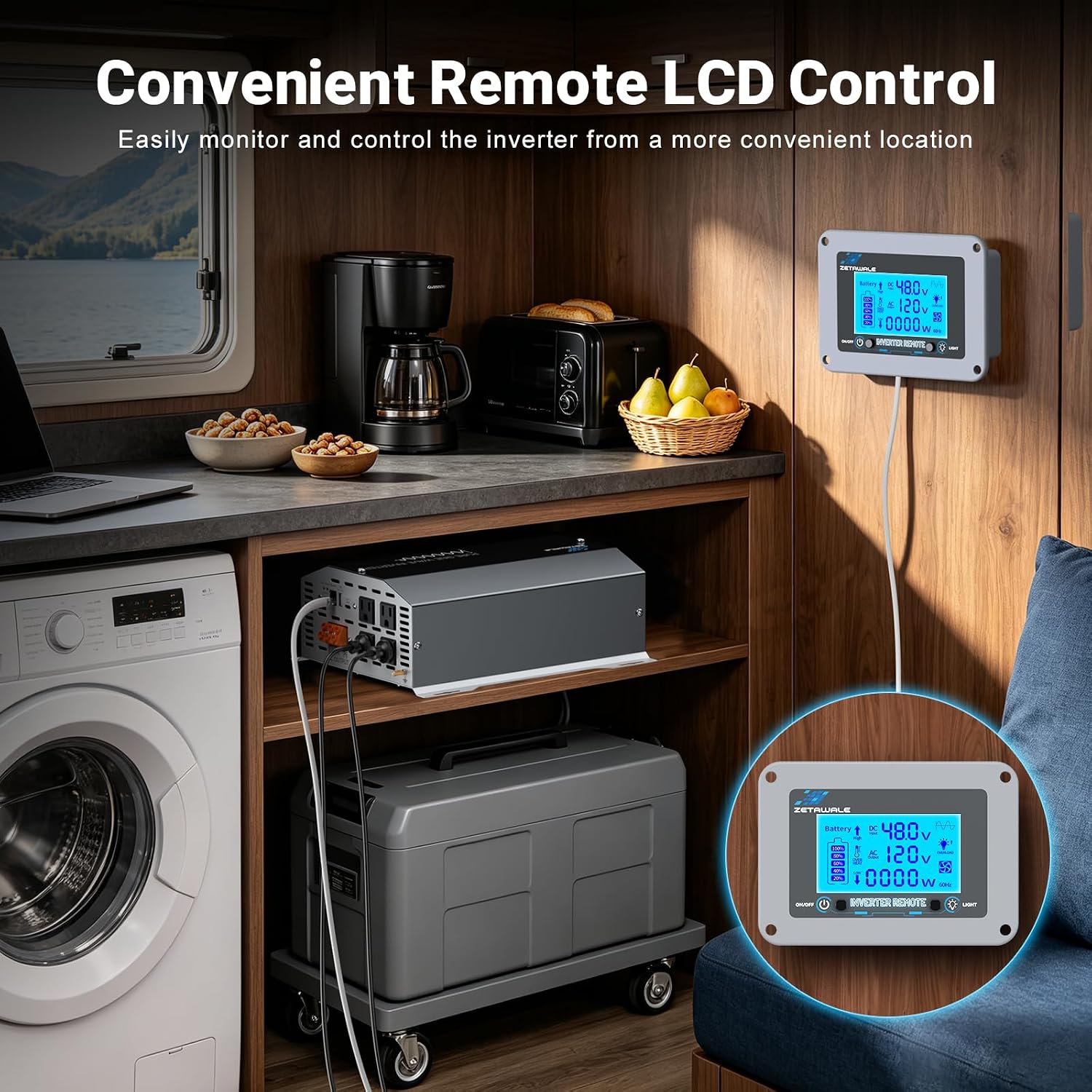 Detalle de ZETAWALE ZT-GXTK48V40 48V 2500W Pure Sine Wave Inverter with LCD Remote