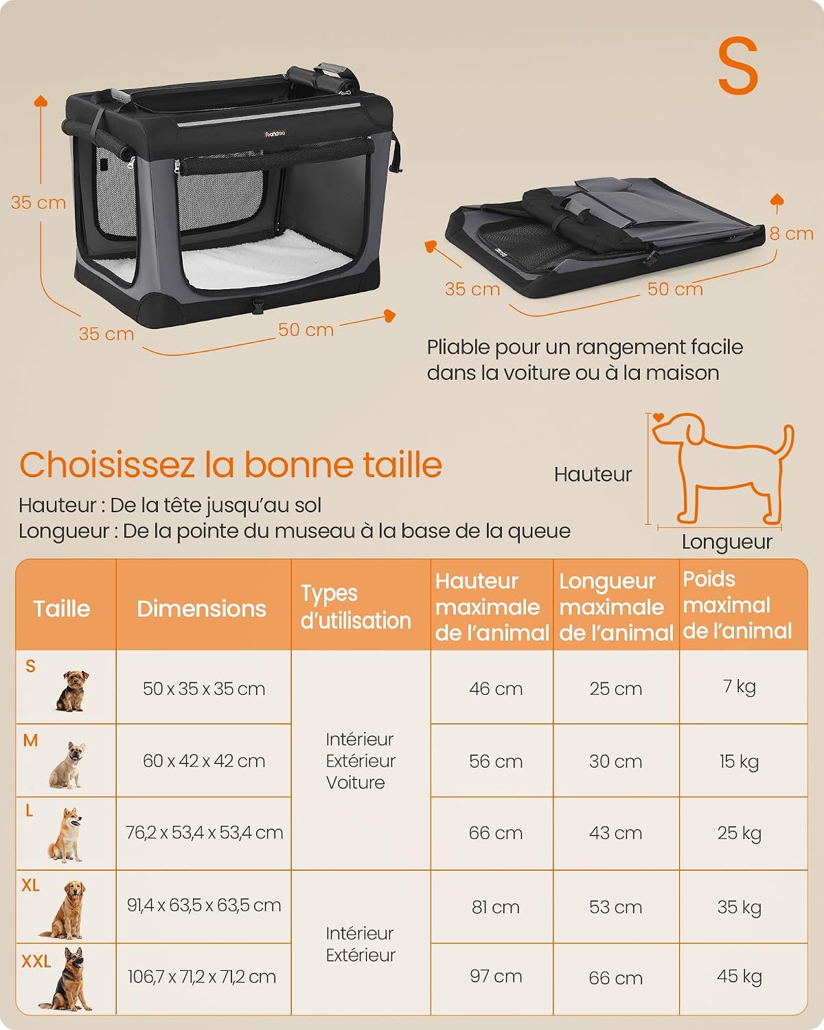 Thumbnail 5 de Feandrea Sac de Transport Chien 76,2 cm