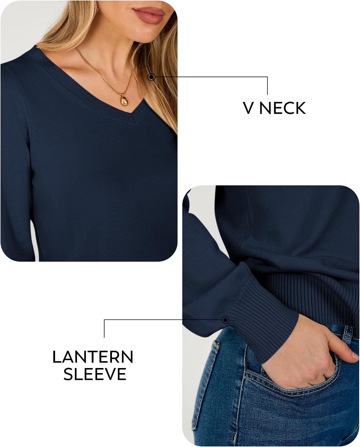Detalle 1 de Caracilia Women's V-Neck Sweater Viscose Blend