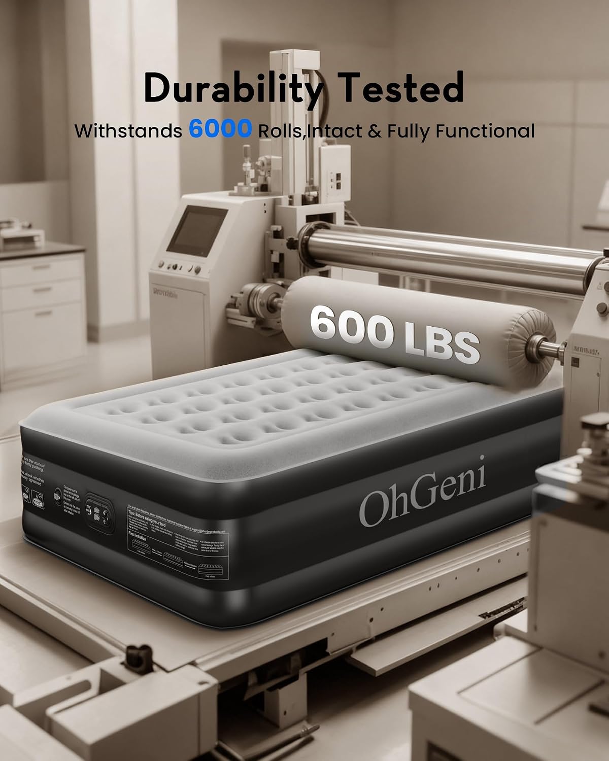 Thumbnail 6 de OhGeni 20-Inch Full Air Mattress with Built-In Pump, Flocked Top, 600-lb Capacity