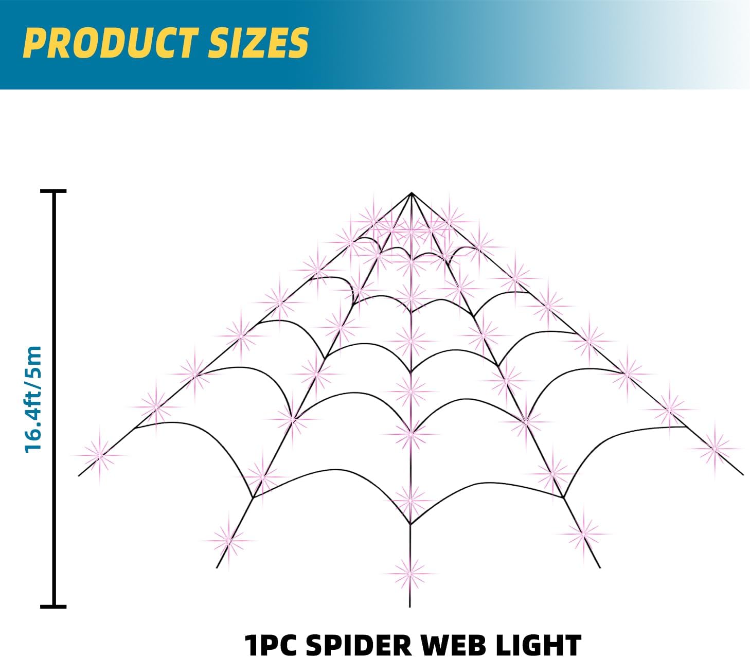 Detalle 2 de inin IN-001 200-Inch Halloween Spider Web with 250 Purple LED Lights