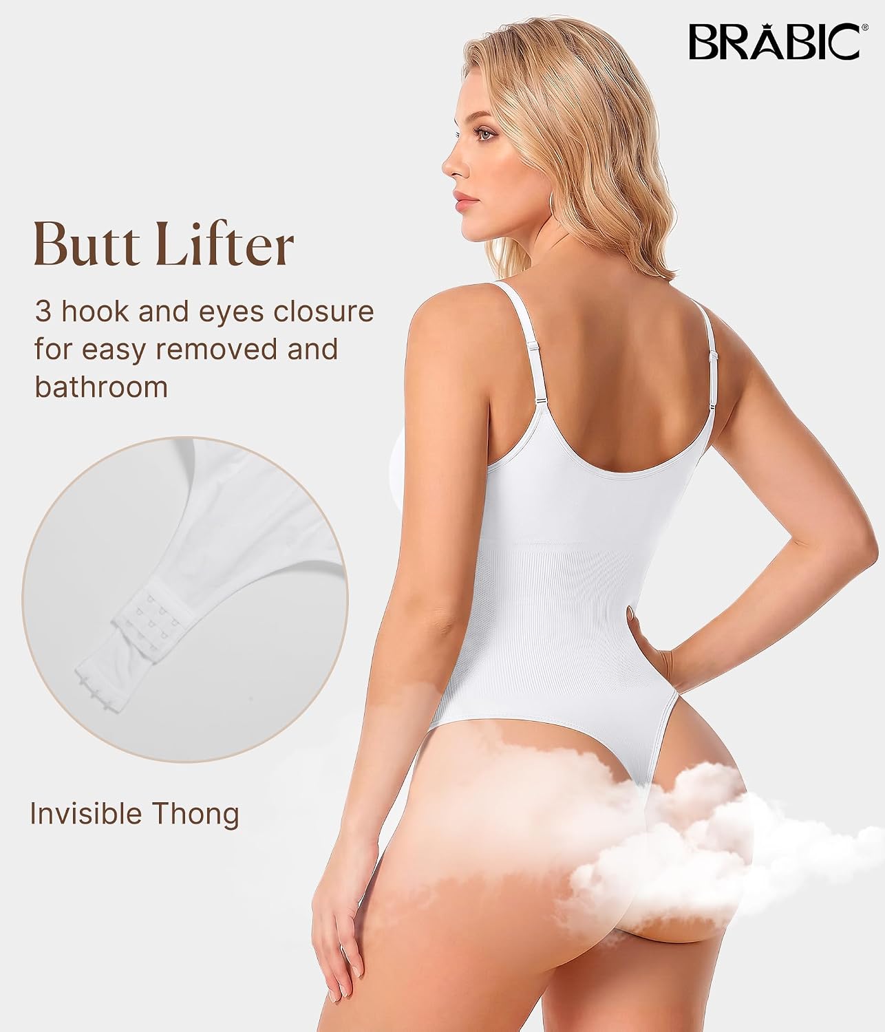 Detalle de BRABIC Women's Shapewear Bodysuit White