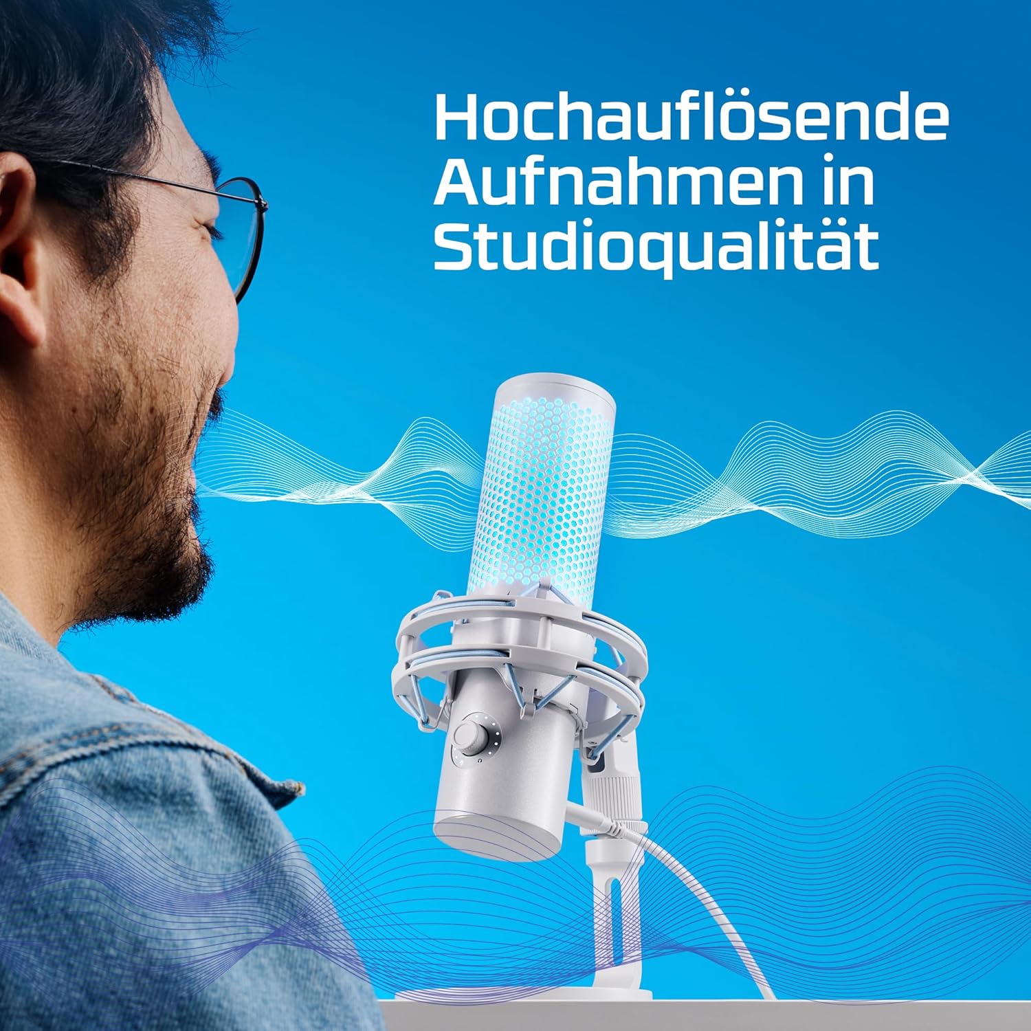 Thumbnail 4 de HyperX QuadCast 2 Frost – USB-Mikrofon für Gaming, Streaming & Podcasting mit integrierten Bedienelementen