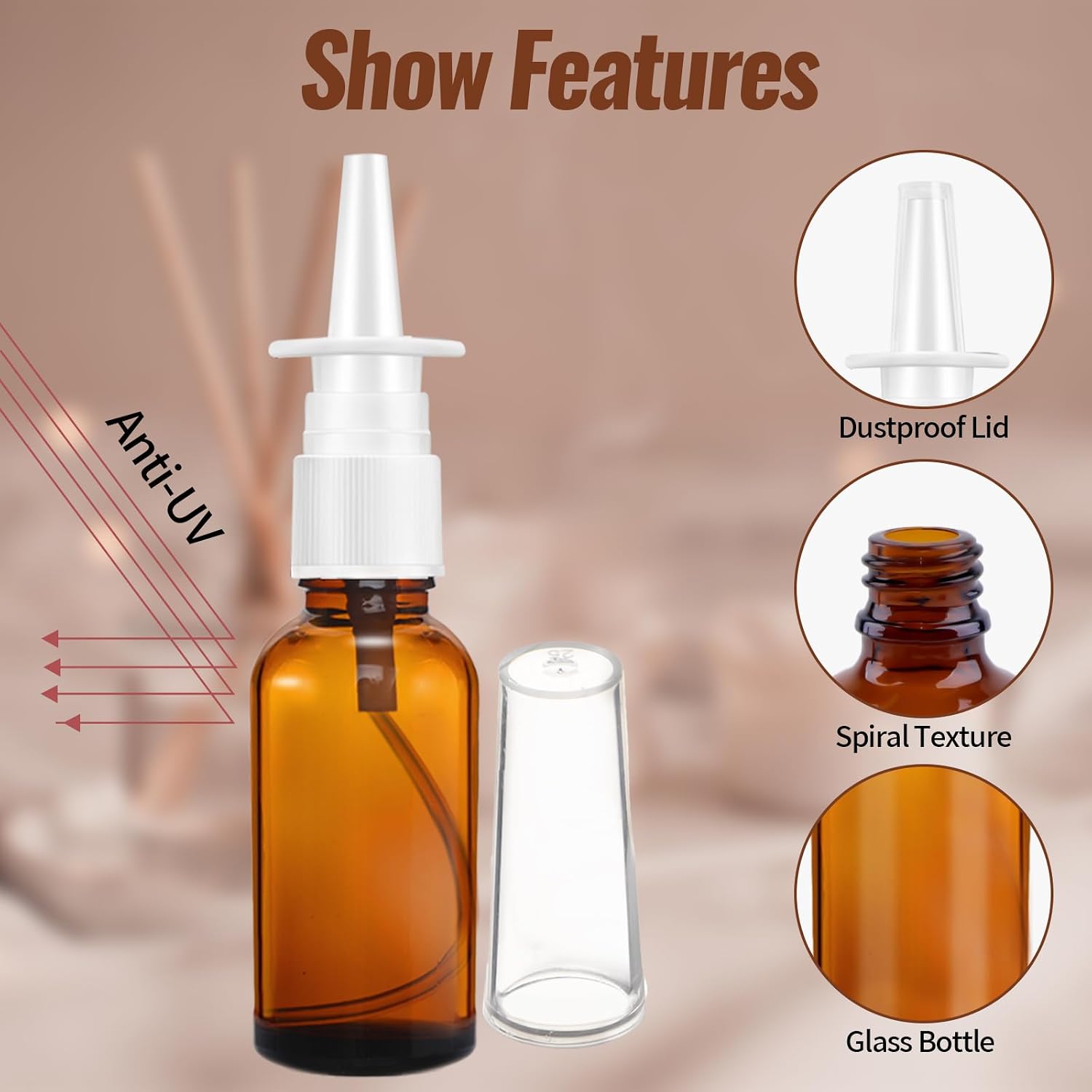 Thumbnail 3 de Nasenspray Flasche Leer – 4er Set 30 ml Glasnasensprayflaschen mit Düsen, Tropfer und Etiketten