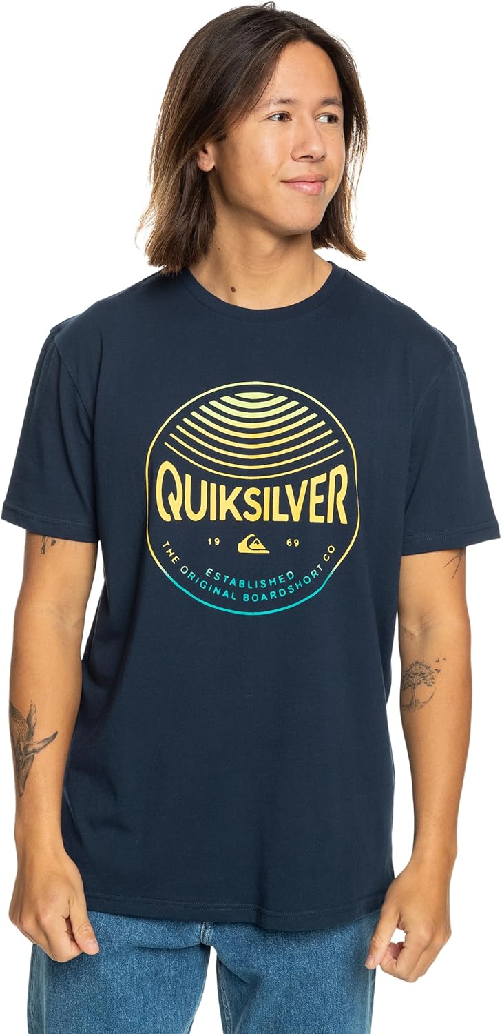 Detalle de Quiksilver Colors In Stereo Tshirt da Uomo - Navy Blazer - XS