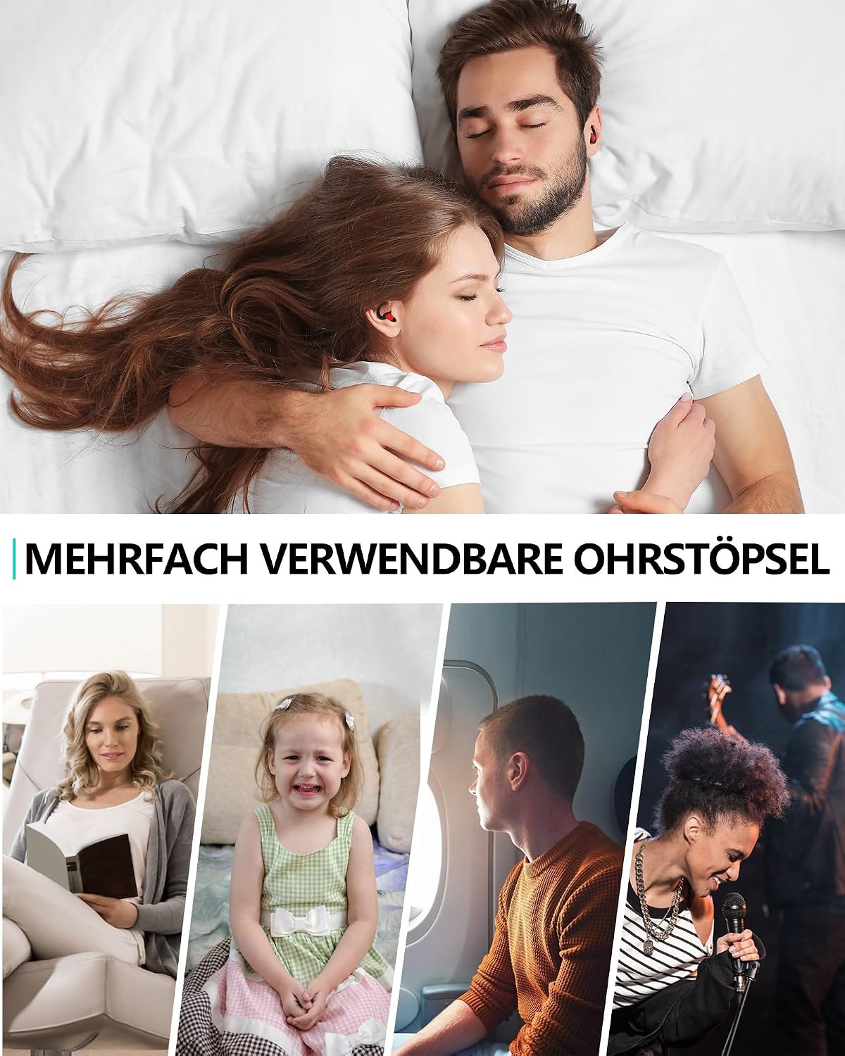 Thumbnail 6 de SUPCEAT Ohrstöpsel zum Schlafen und Gehörschutz – 2 Paar wiederverwendbare, waschbare Silikon-Ohrstöpsel (S/L) für Schlafen, Konzerte, Arbeiten & Lernen