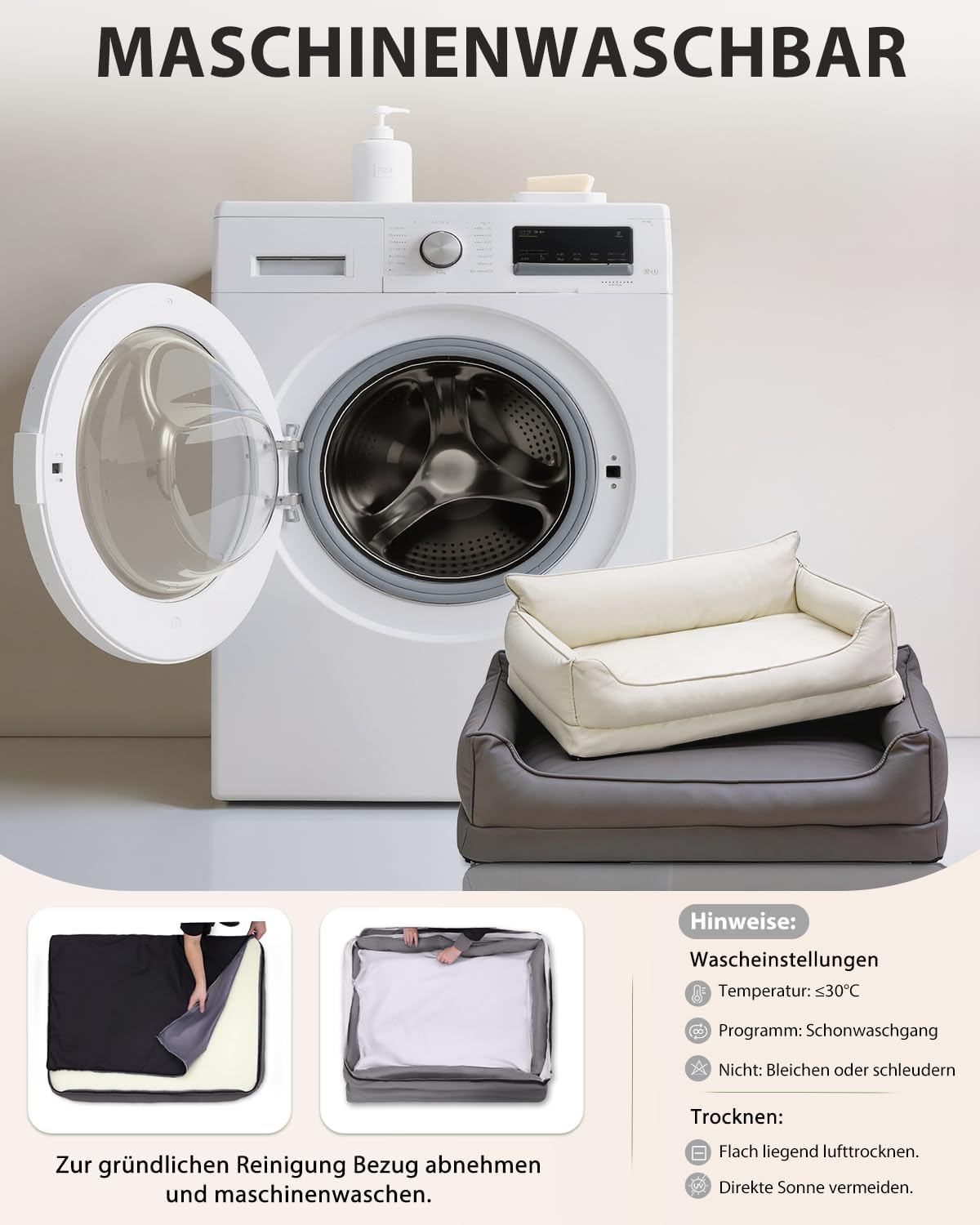 Thumbnail 6 de Favodormir cuccia interno Taglia Media in ecopelle impermeabile 91x68 cm, cuscino in schiuma a uovo e fodera lavabile