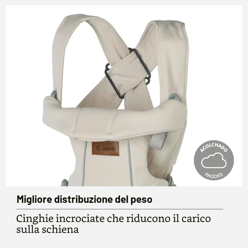 Detalle de Jané Dual Marsupio Ergonomico Neonato – Dalla Nascita (3,5–15 kg), 3 Posizioni, Beige