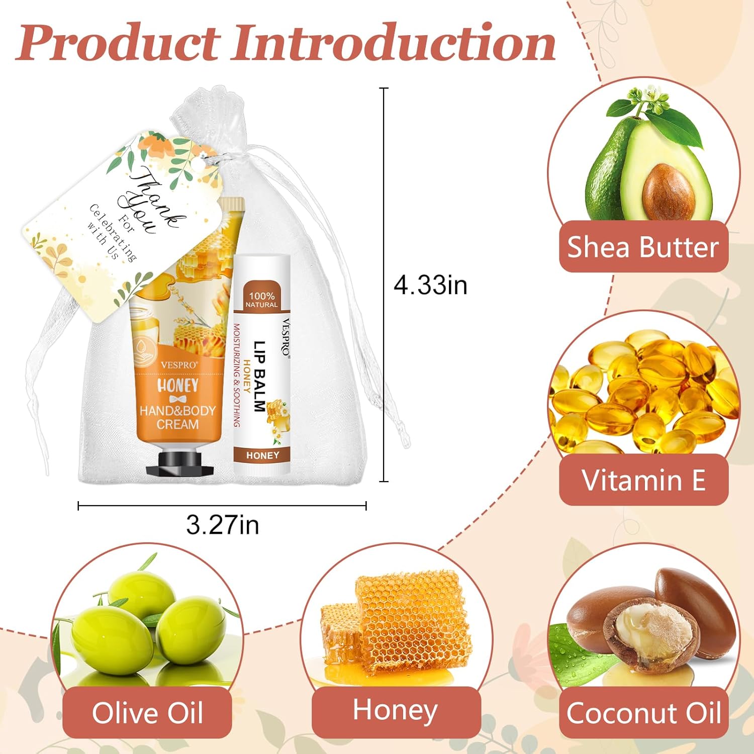 Detalle de VESPRO 30-Pack Bulk Hand Cream & Lip Balm Gift Set