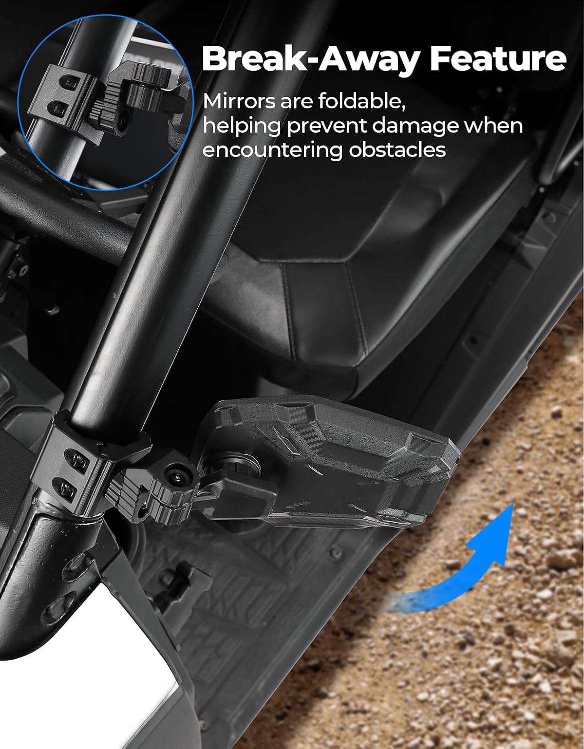 Detalle de KEMIMOTO UTV Side Mirrors with ABS Housing