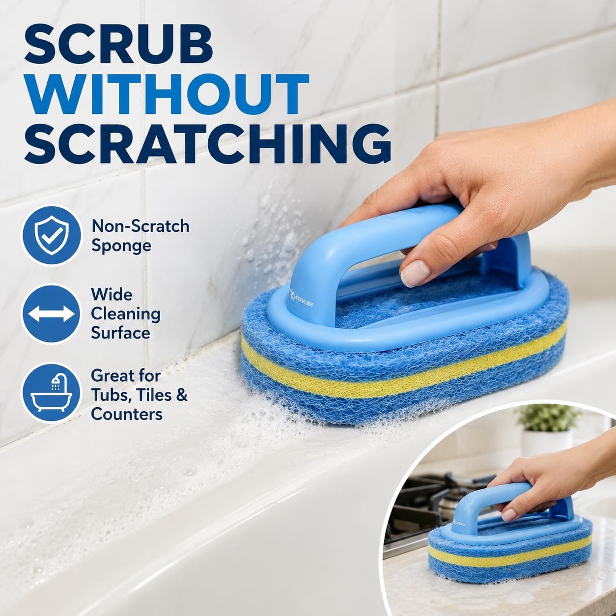 Detalle 2 de Scrub Brush Set for Bathroom Kitchen Deep Cleaning – 4-Piece with Ergonomic Handle