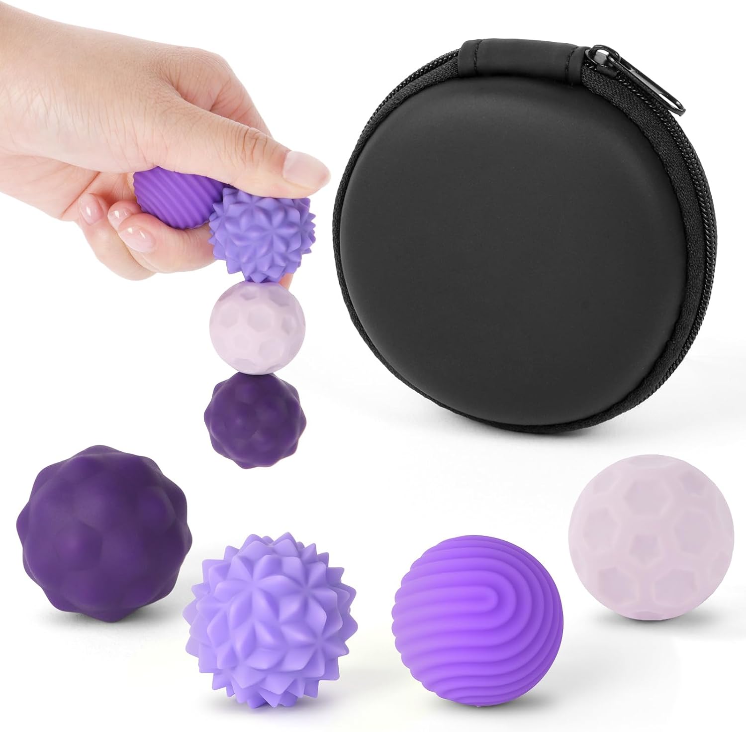 Detalle de Ainiv FL608 magnetisch fidgetspeelgoed, 4 siliconen ballen met textuur