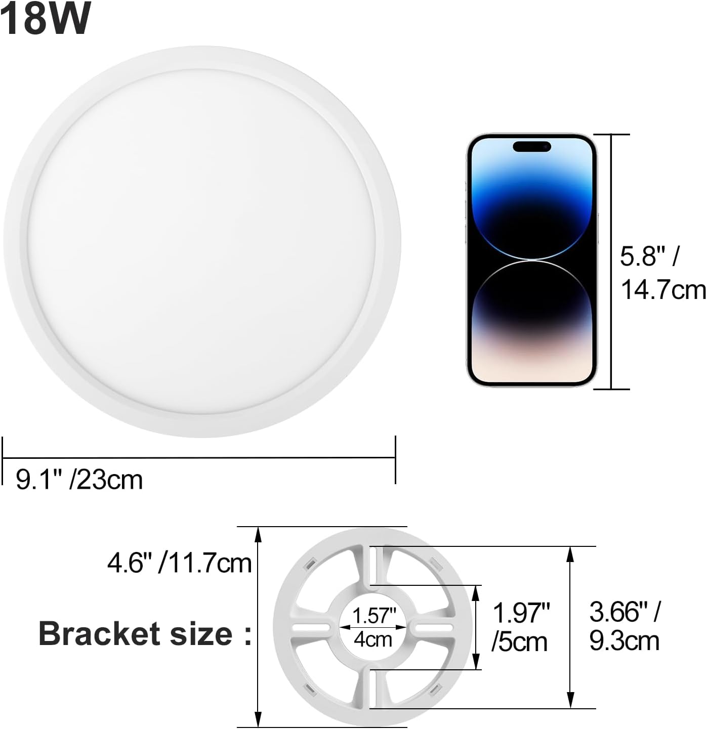 Detalle de LVL Round LED ceiling light 18W 9 inch