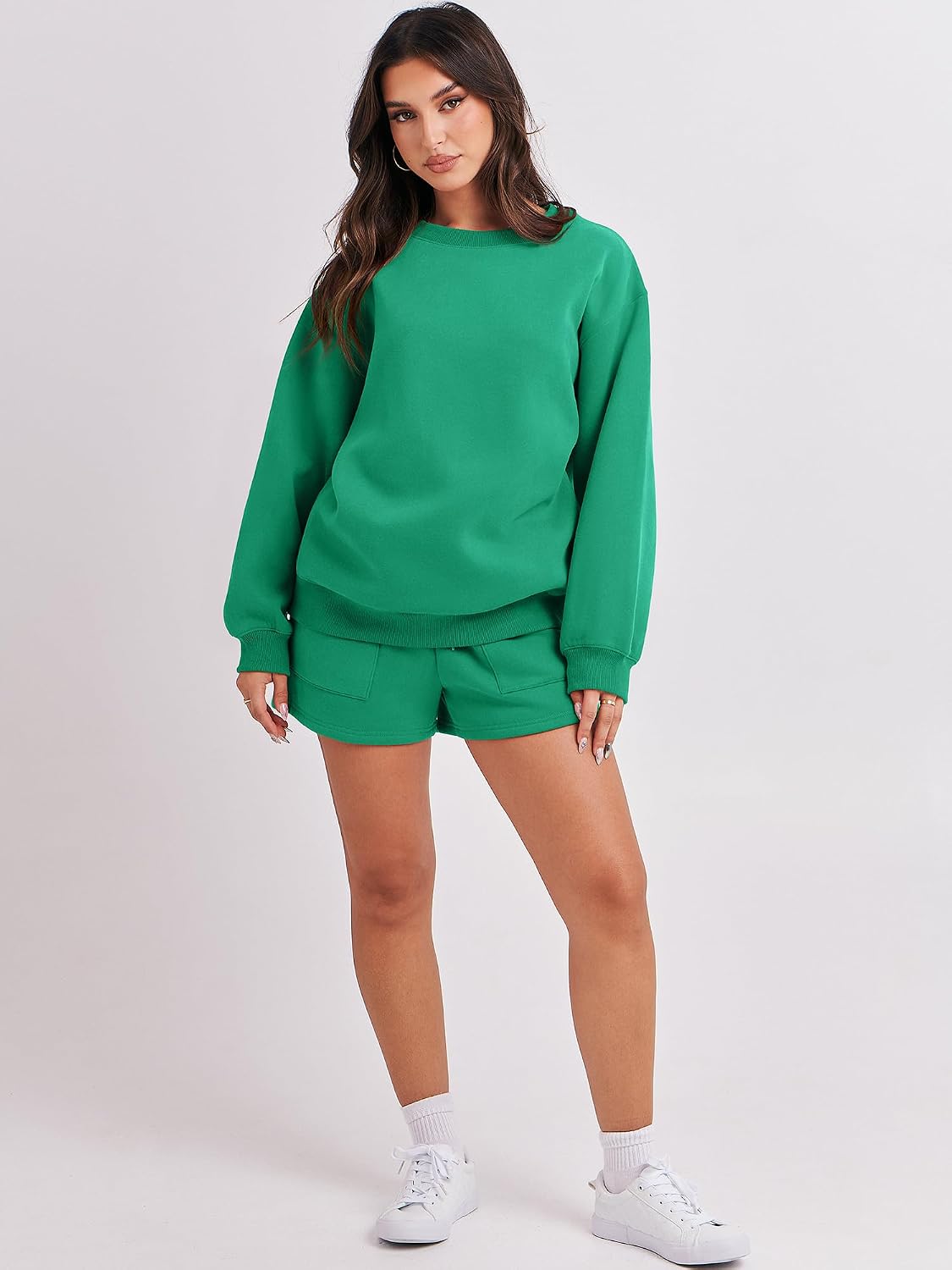 Detalle 2 de ANRABESS Women's 2-Piece Sweatshirt and Shorts Set