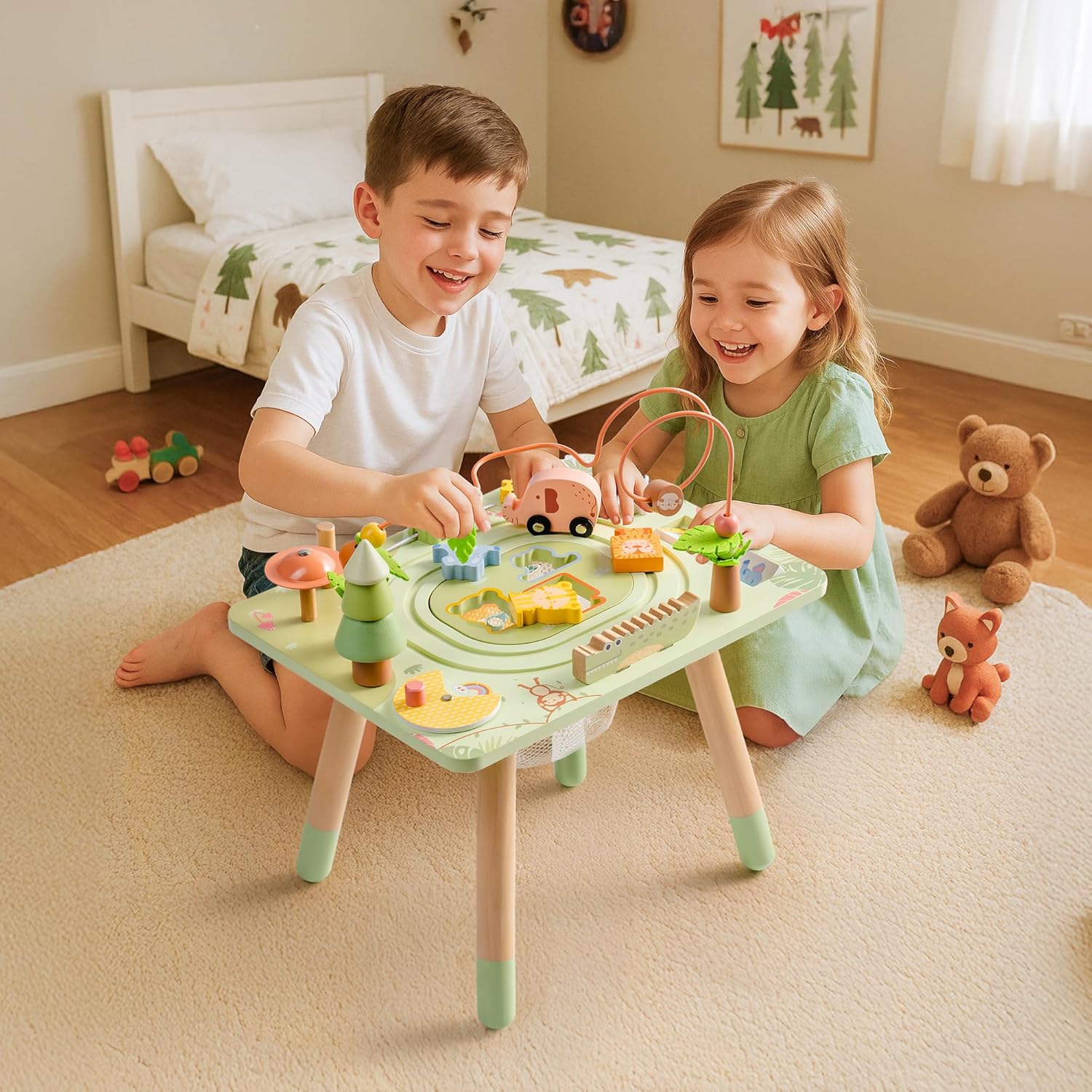 Thumbnail 1 de ROBUD Montessori Aktivitätstisch aus Holz – 10-in-1 Lernspielzeug für Kinder ab 18 Monaten
