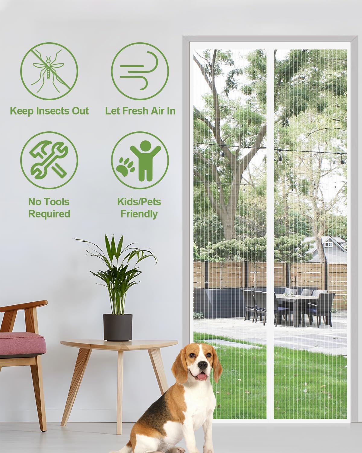 Thumbnail 1 de Auxmir Zanzariera magnetica 100 x 220 cm con chiusura automatica e 30 magneti, bianca